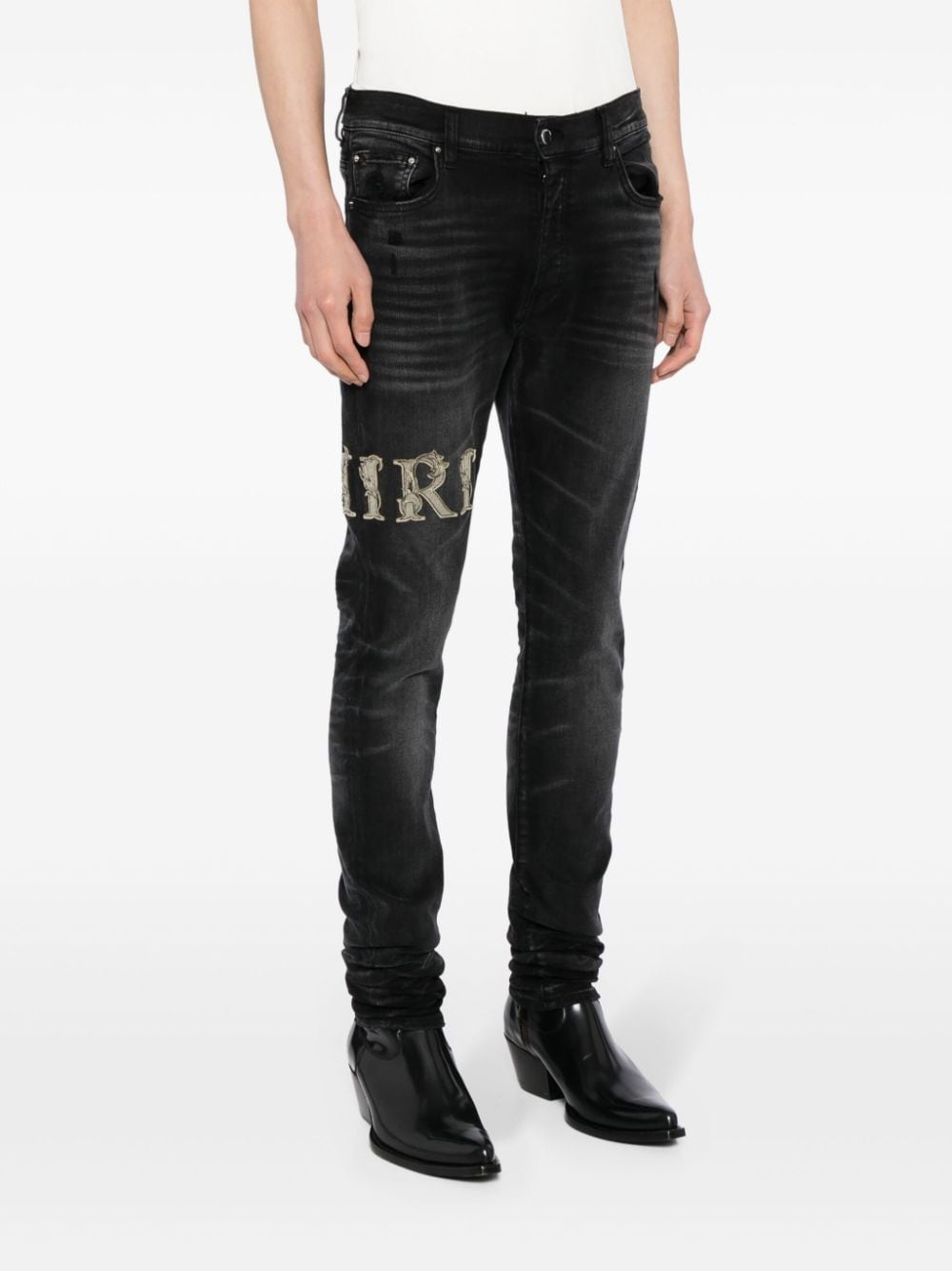logo-appliquÃ© skinny-cut jeans - 3