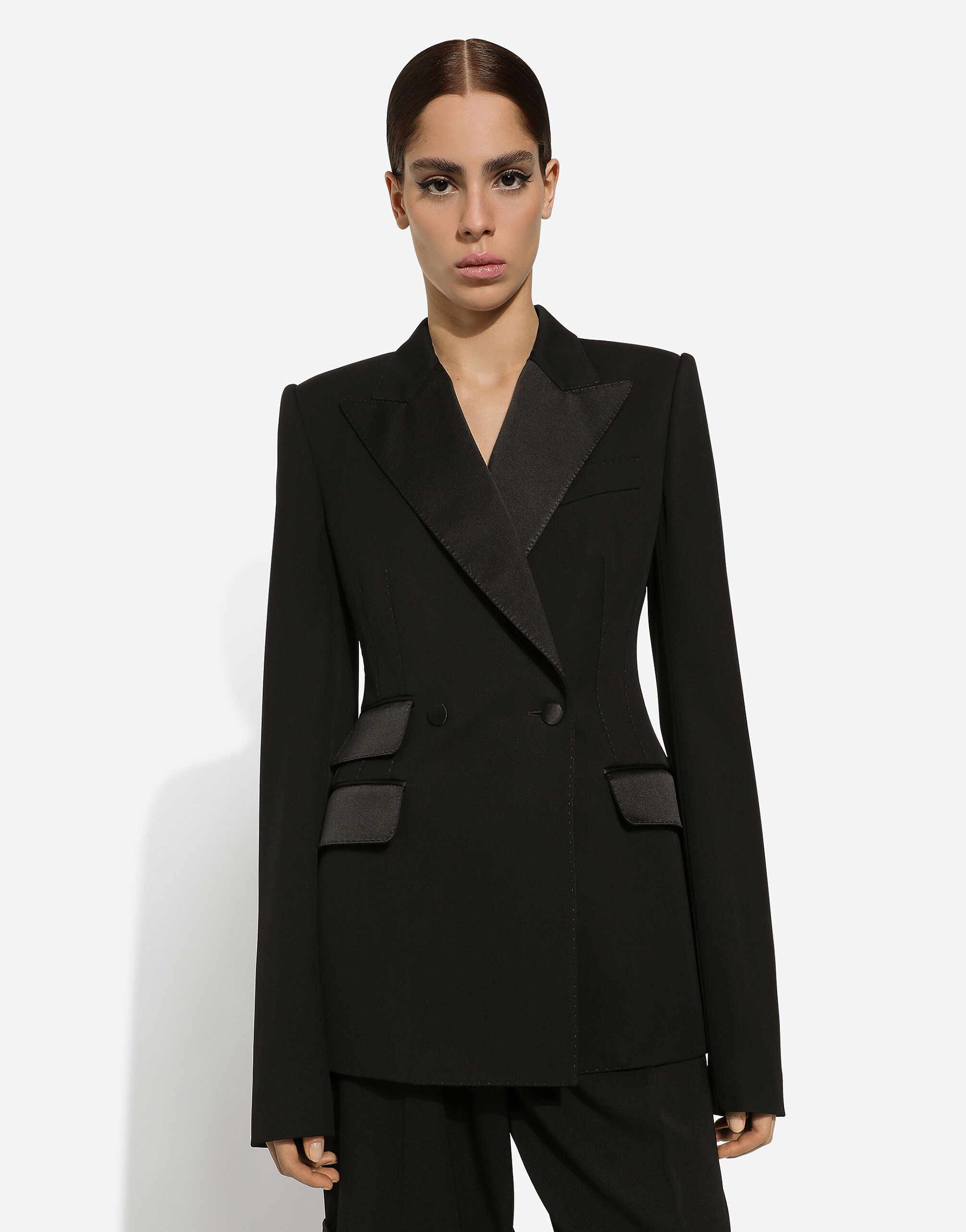 Double-breasted woolen jacket with side vents - 11