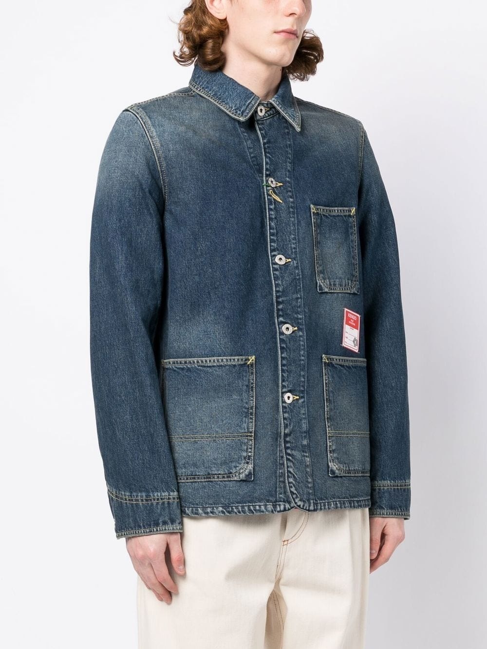 logo-patch denim jacket - 3