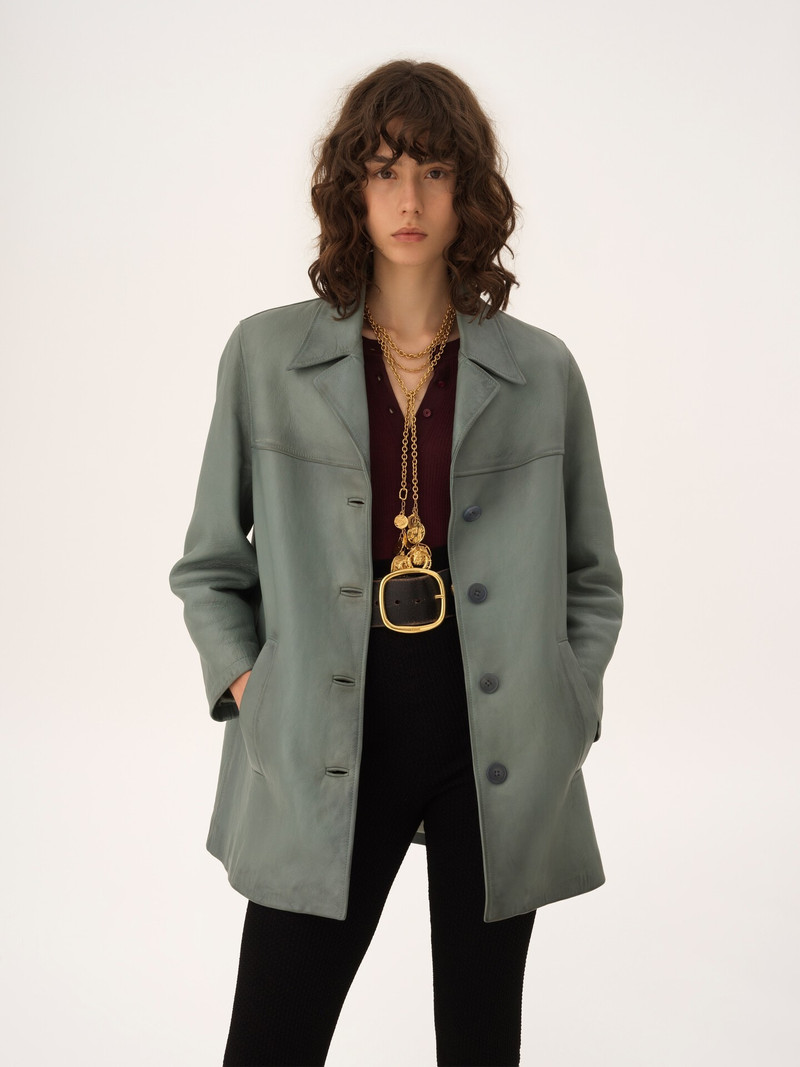 SINGLE-BREASTED LONG JACKET IN LEATHER 3