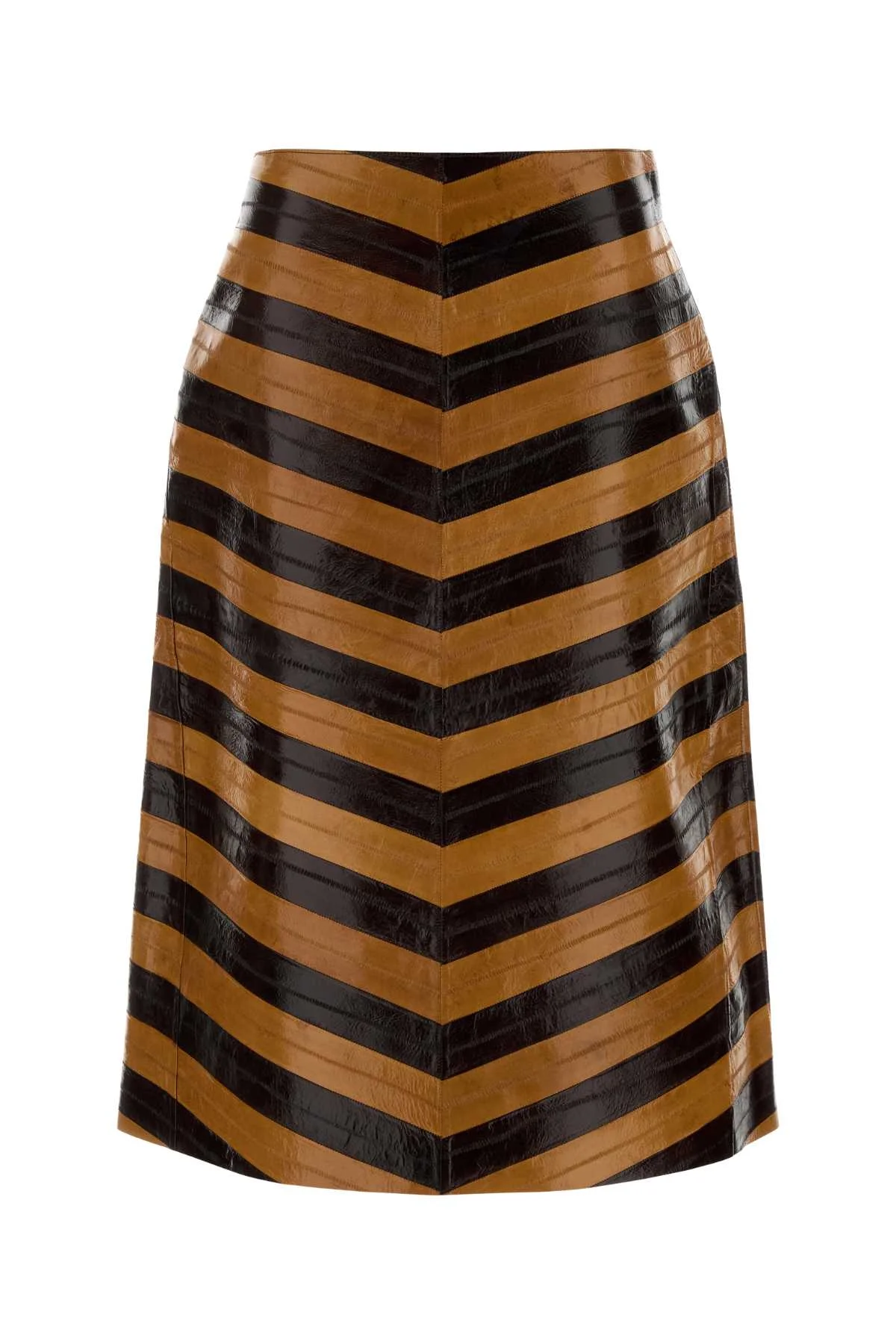 Fendi Women Two-Tone Leather Skirt - 1