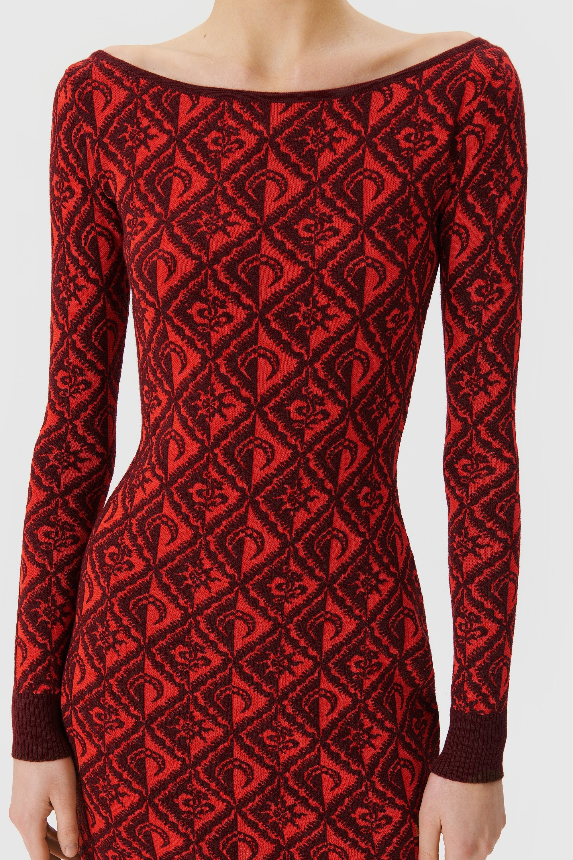 Moon Diamant Knit Jacquard Mini Dress - 4