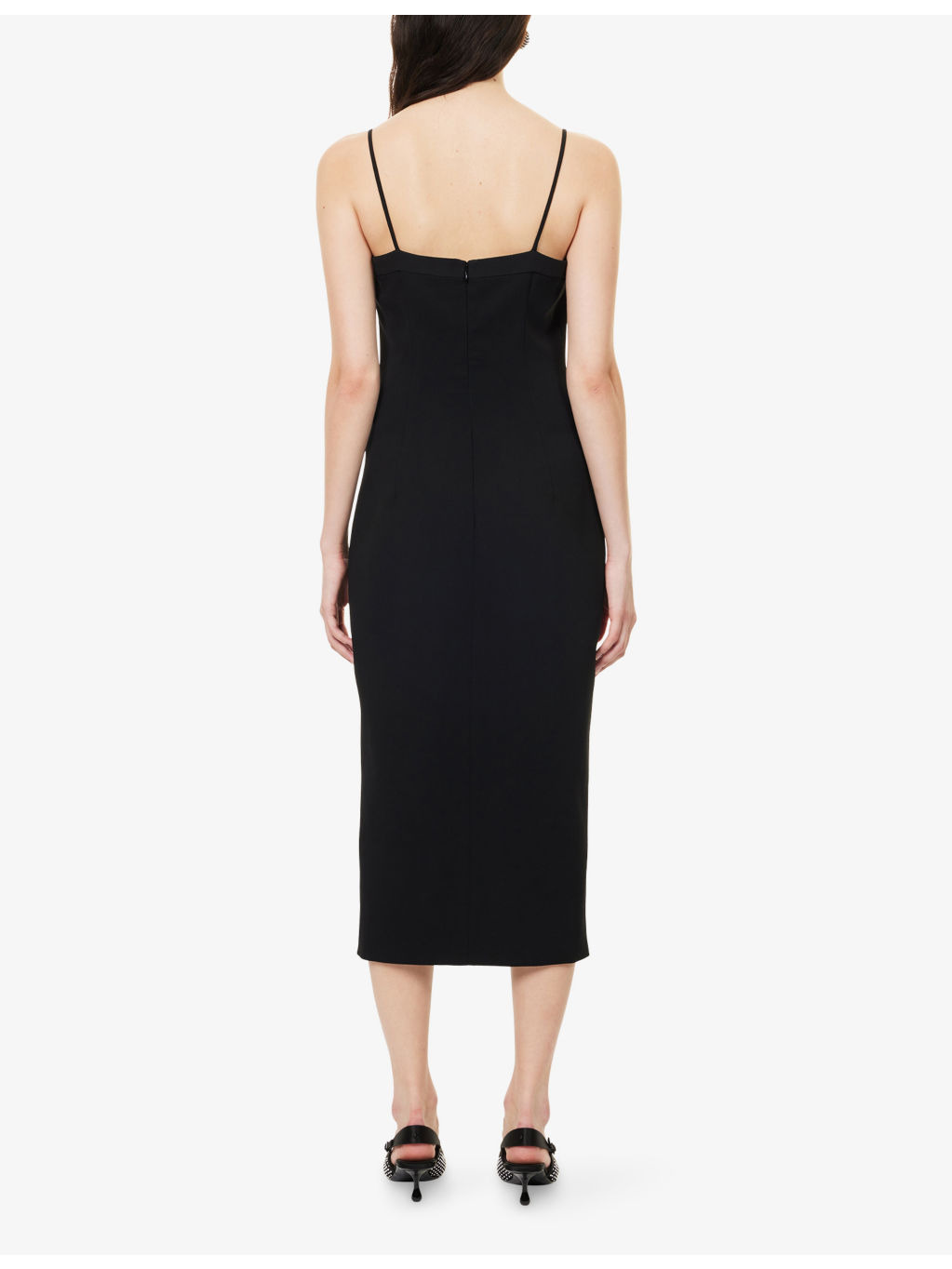Embellished Shoulder-Straps Stretch-Wool Blend Midi Dress - 4