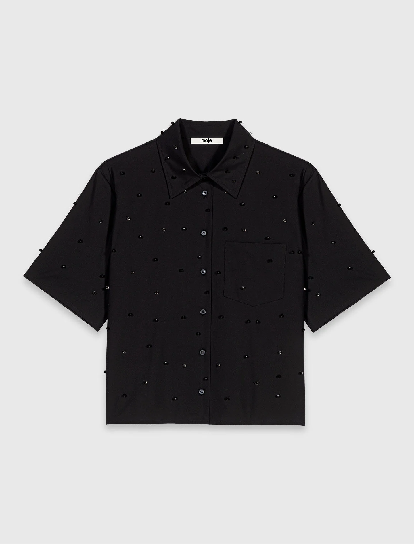 Shirt with rhinestones and beads - 1