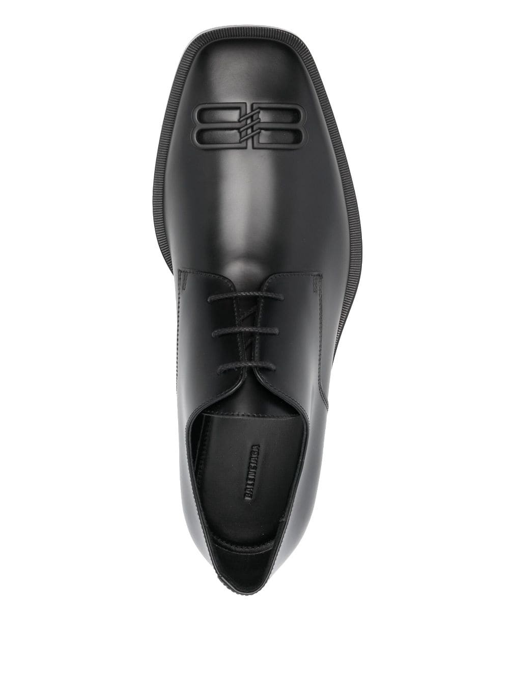 logo-embossed leather derby shoes - 4