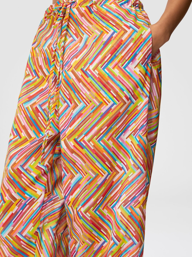 Printed cotton and silk blend trousers with drawstring 5