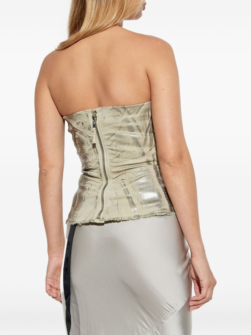 metallic-effect frayed-edge top - 4