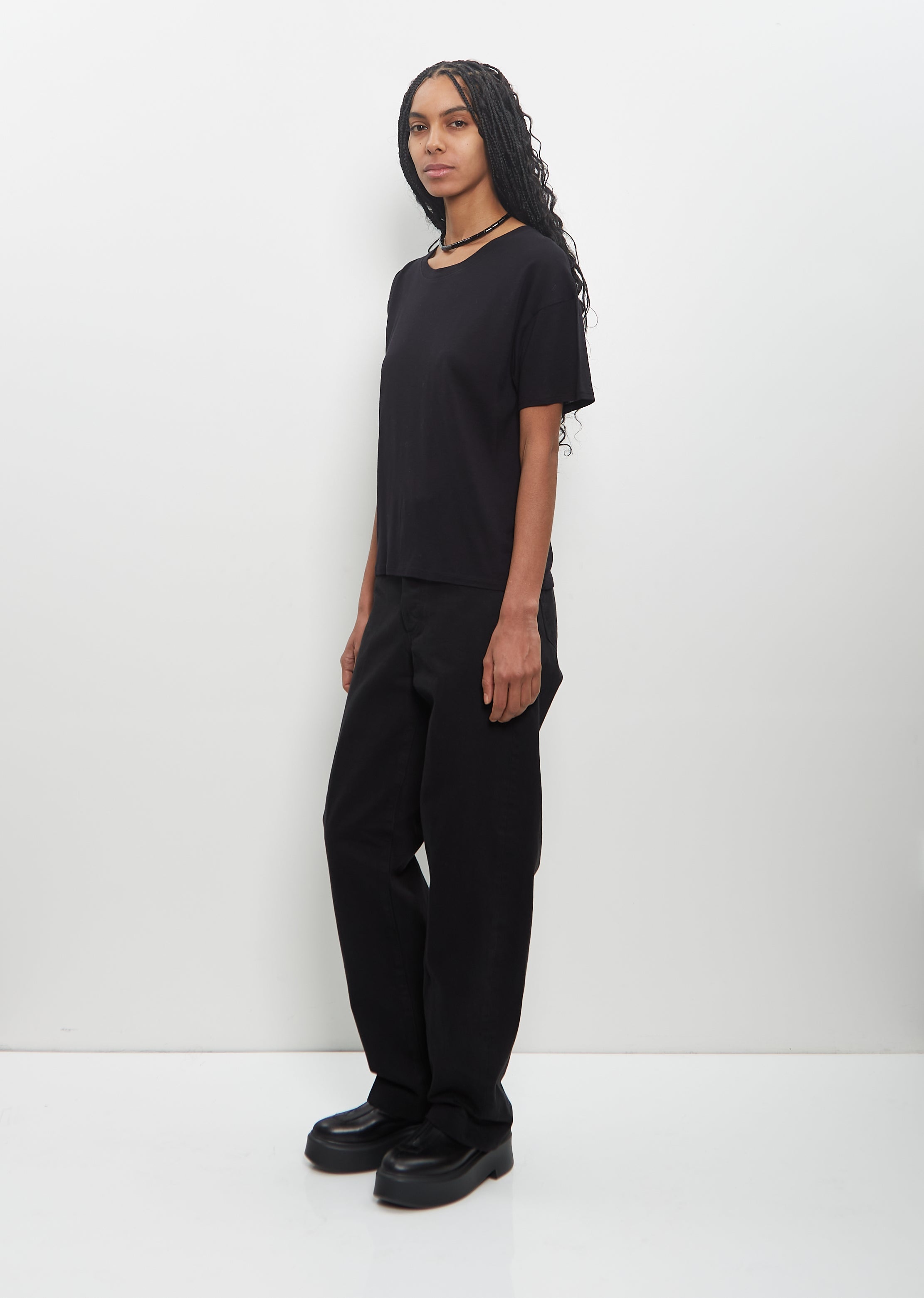 Wool Viscose Ezra Short Sleeved T-Shirt — Black - 5