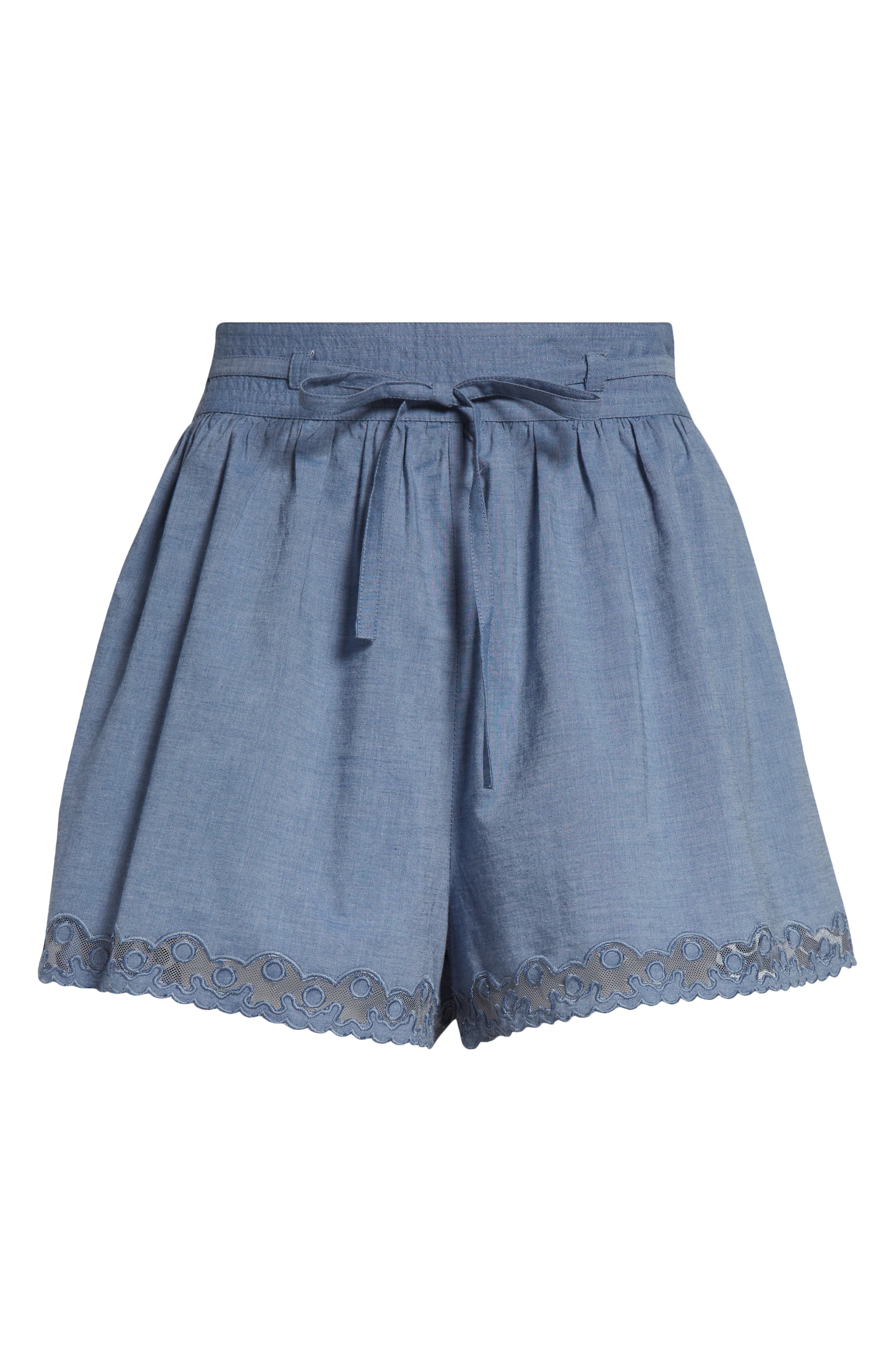 Ulla Johnson Elowen Tie Waist Chambray Shorts at Nordstrom - 6