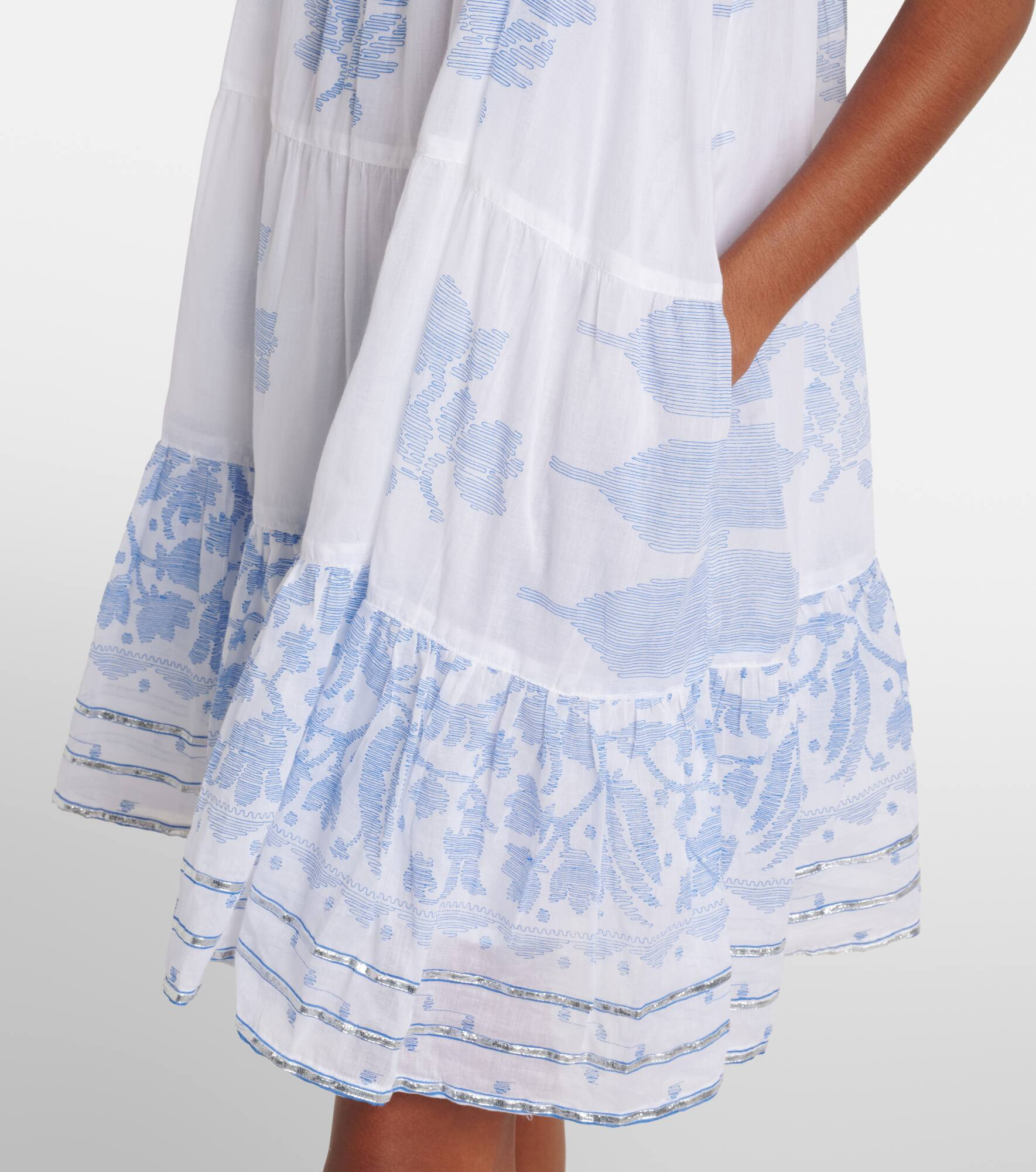 Printed ruched cotton slip dress - 5