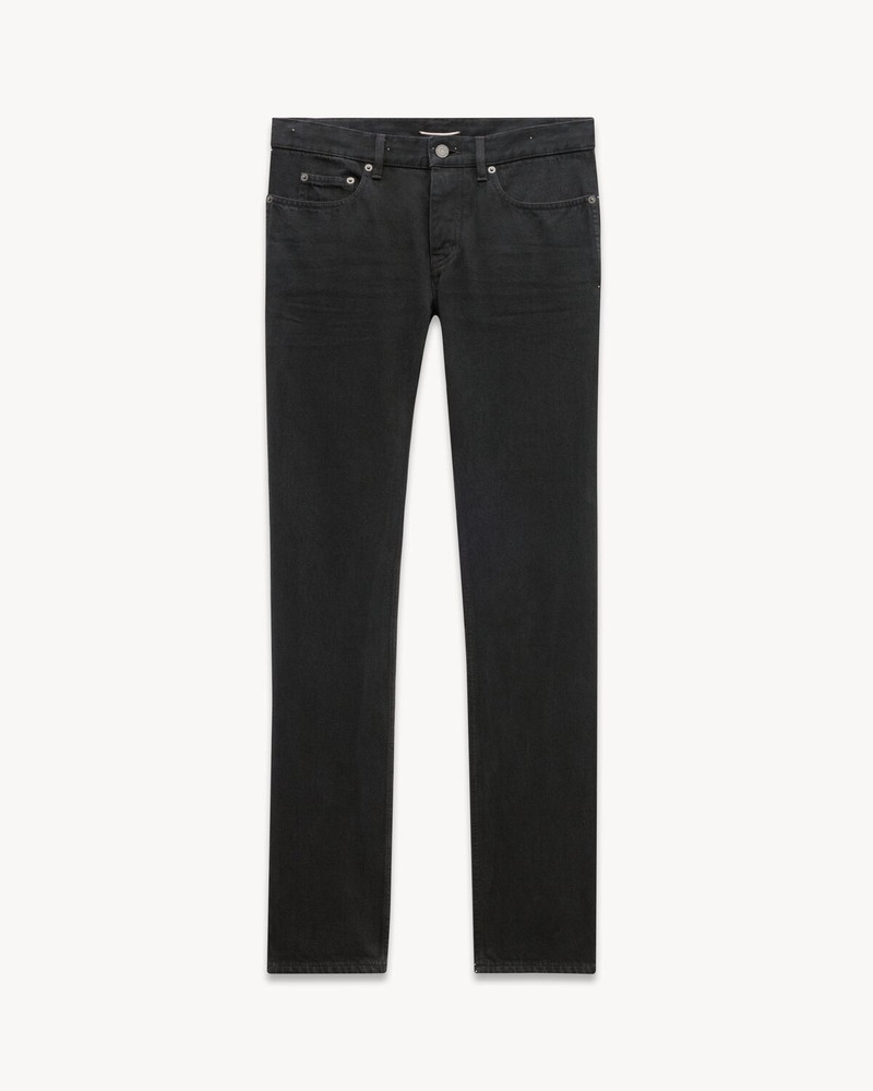 RELAXED SLIM JEANS IN CARBON BLACK DENIM - 1