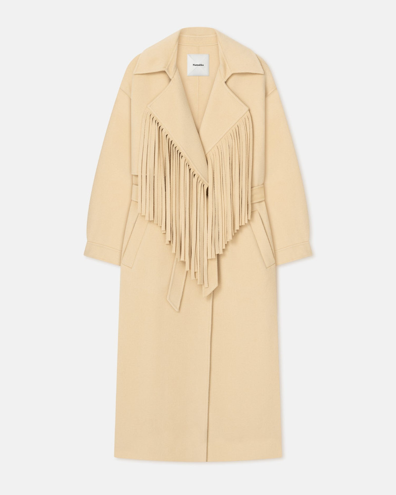 Fringed Double Wool And Silk Coat 1