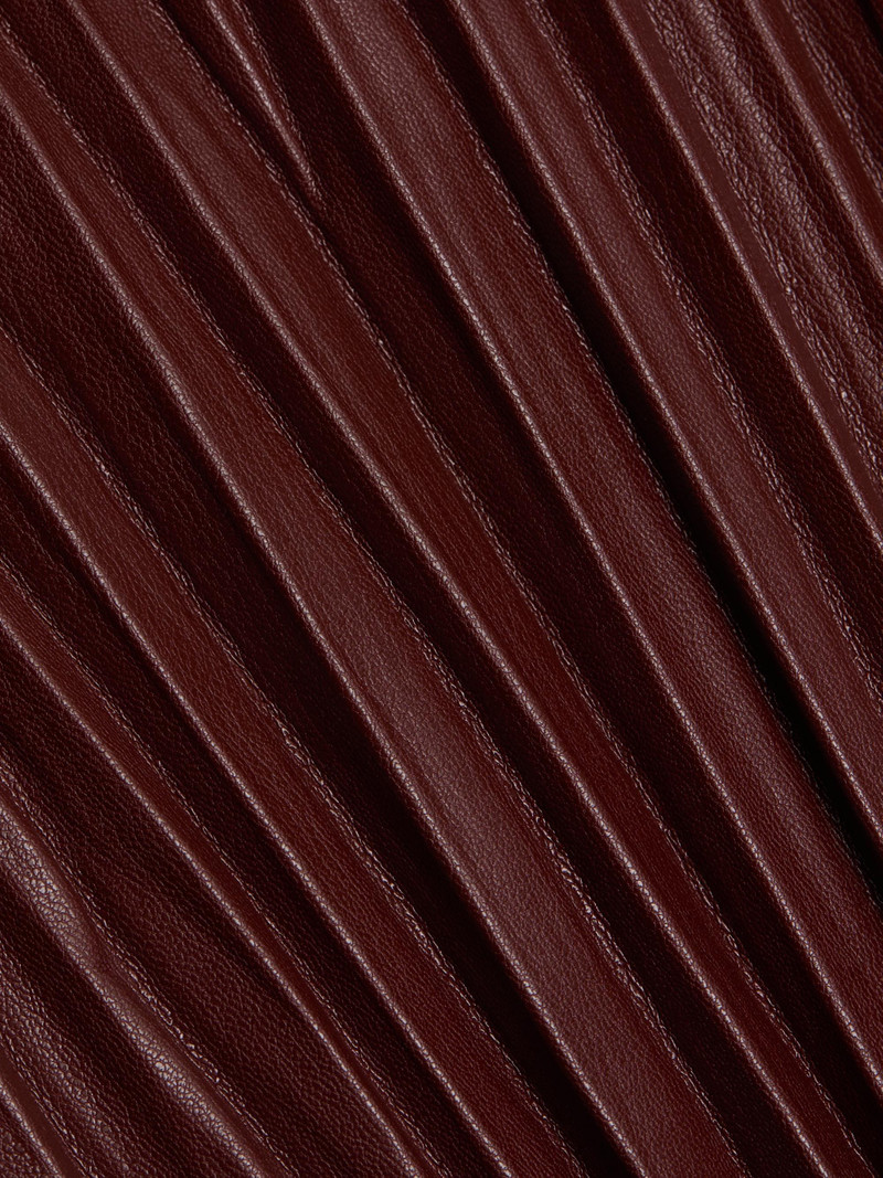 Women's Lyra Pleated Faux Leather Top - Oxblood 7