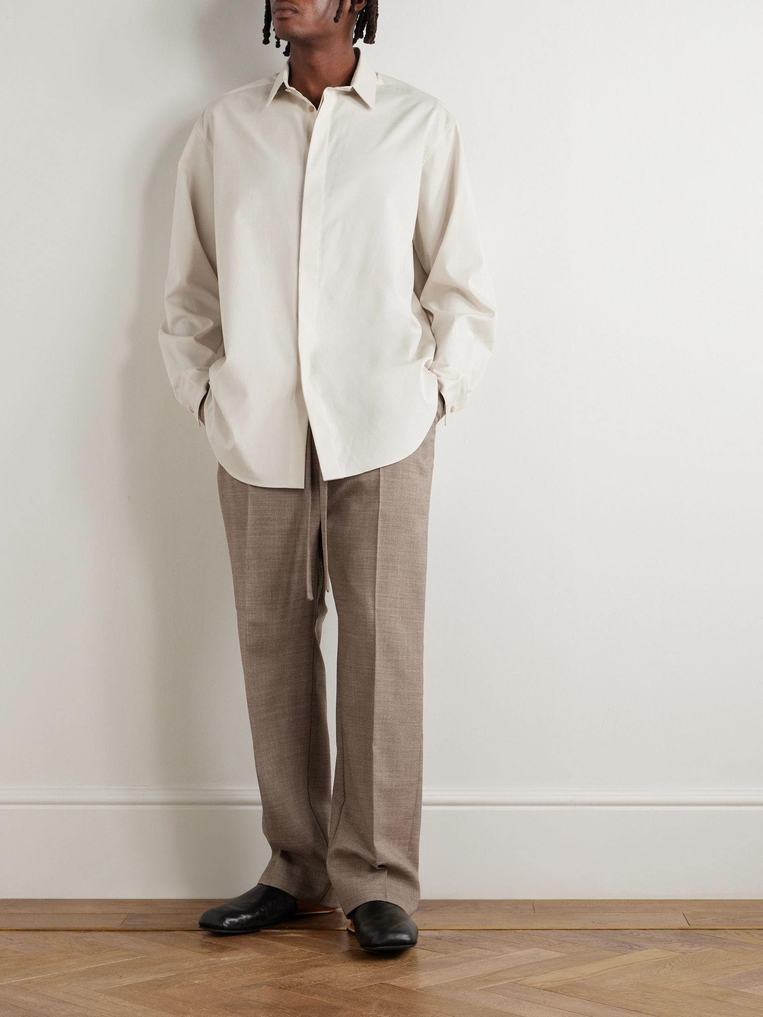 Oversized Button-Down Collar Cotton-Poplin Shirt White - 2