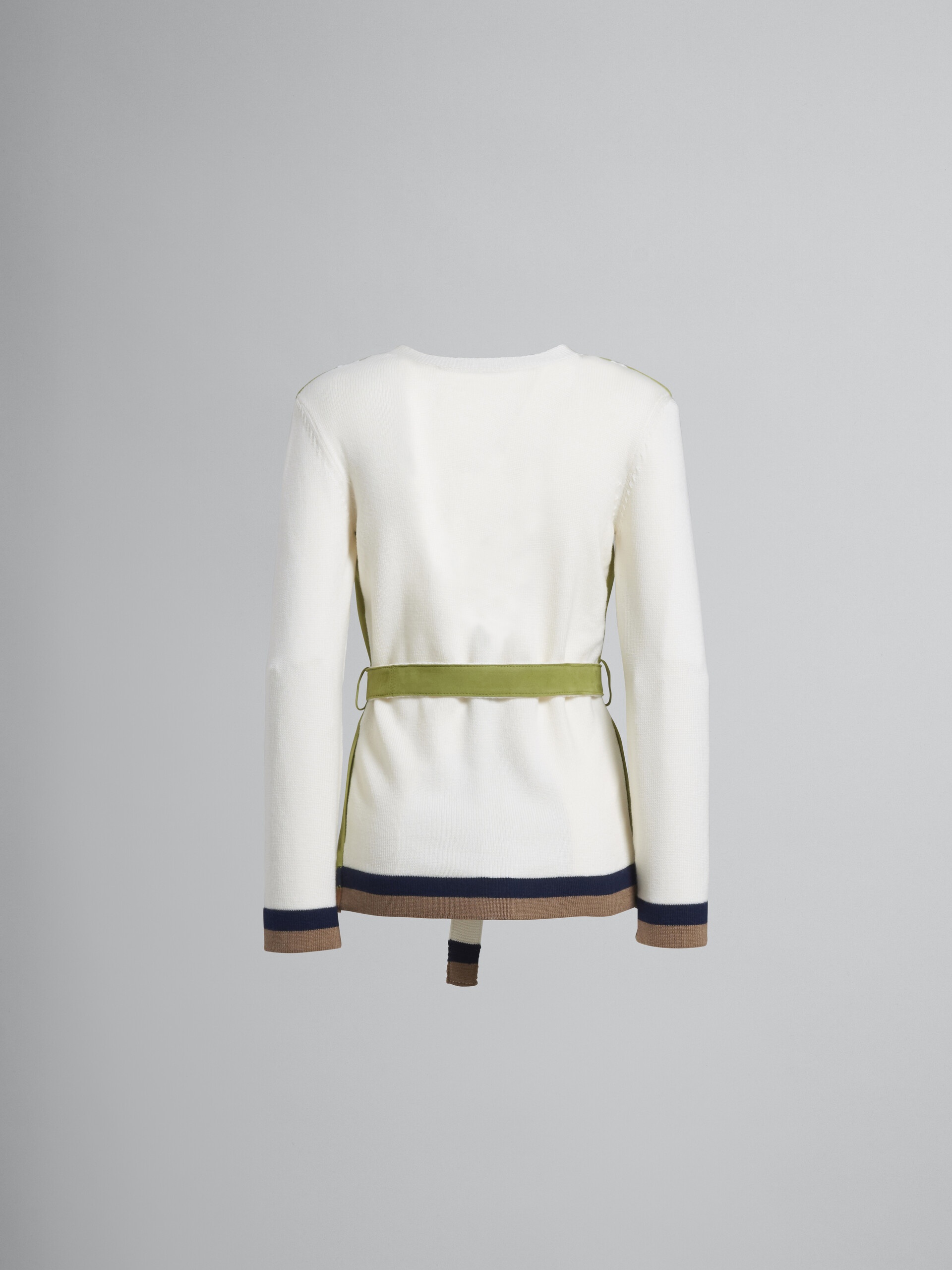 SUEDE NATURAL NAPPA KNIT CARDIGAN - 3