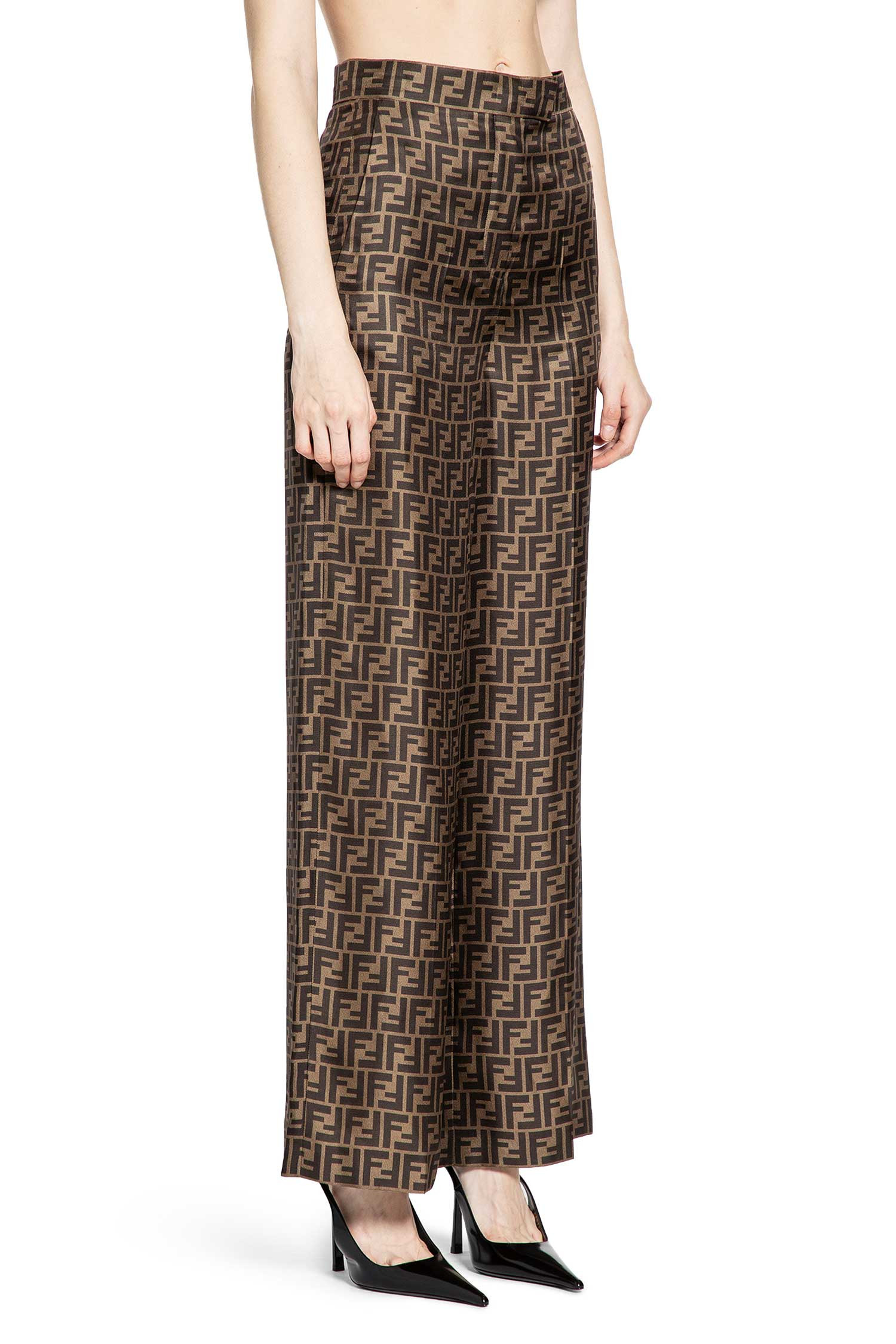 Ff Silk Twill Wide Leg Pants - 2