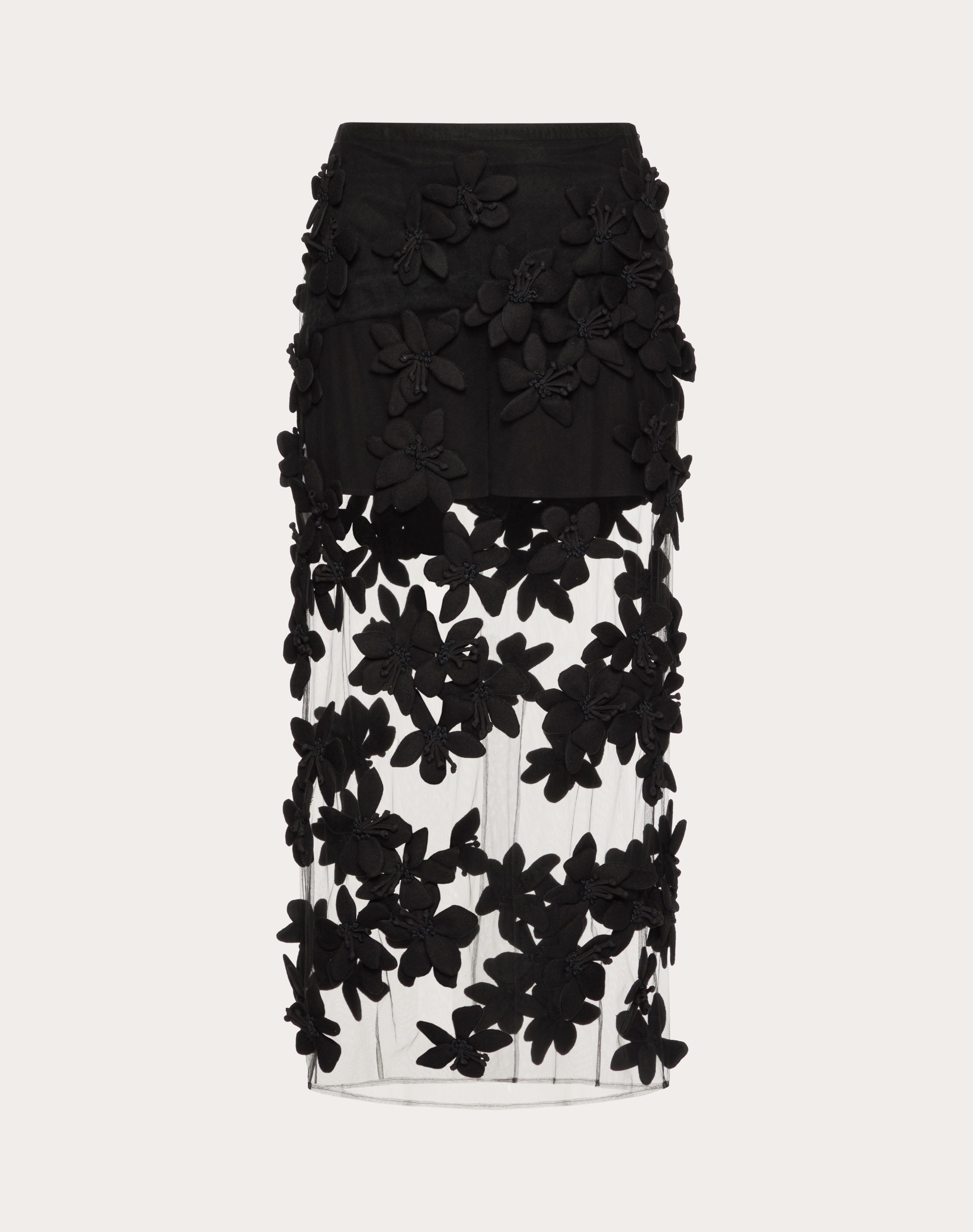 TULLE ILLUSIONE EMBROIDERED MIDI SKIRT - 1