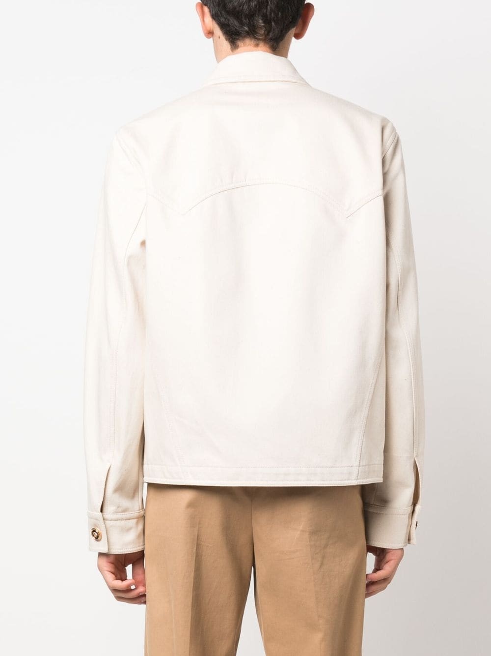 logo-print cotton shirt jacket - 4