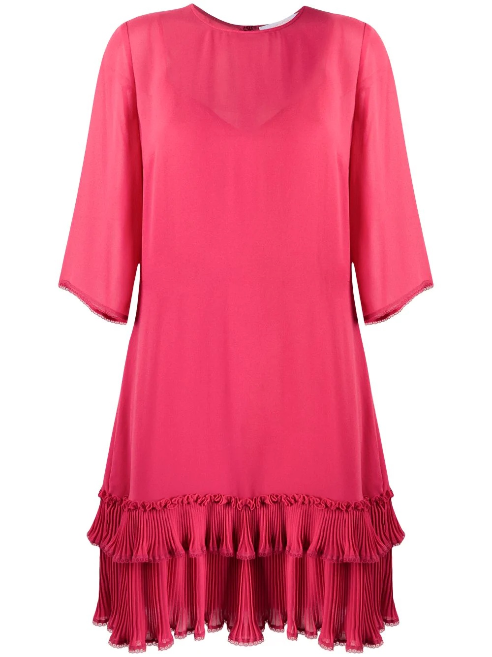 pleated ruffle hem shift dress - 1