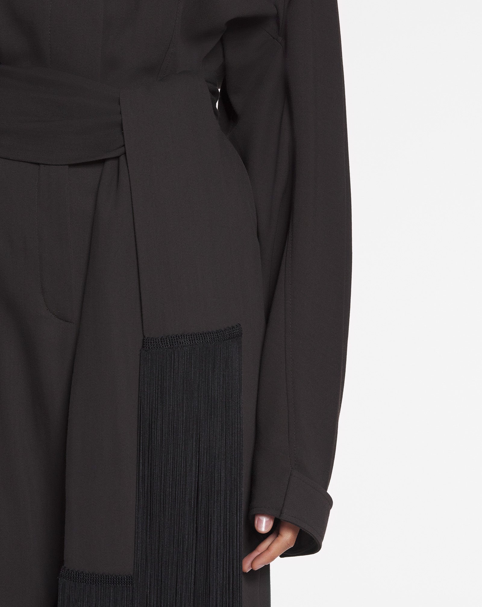 WOOL AND VISCOSE BARREL PANTS - 6