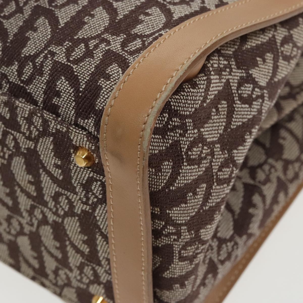 DIOR Trotter Canvas Hand Bag Beige Brown Gold - 16