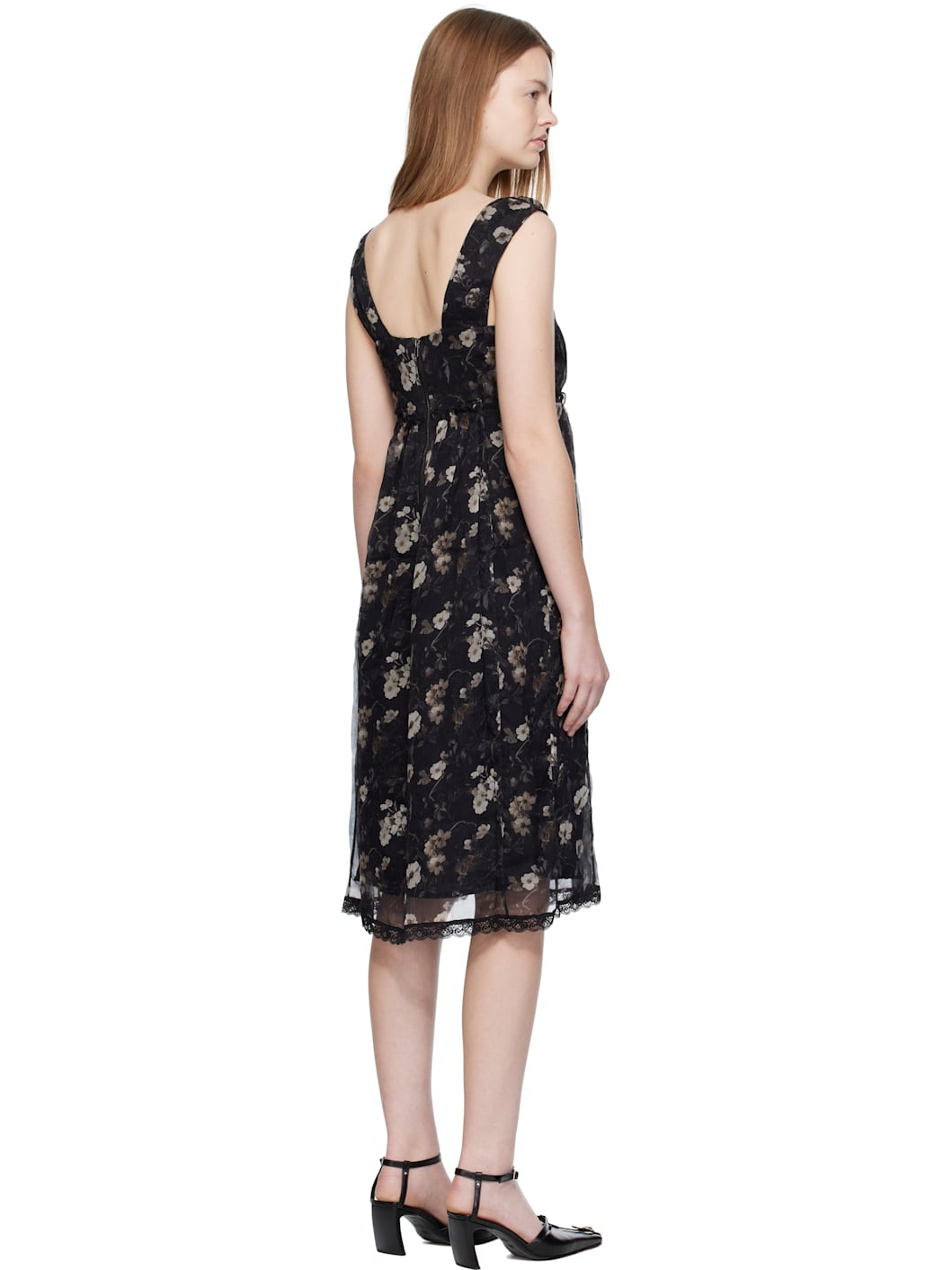 Black Sleeveless V-Neck Midi Dress - 3