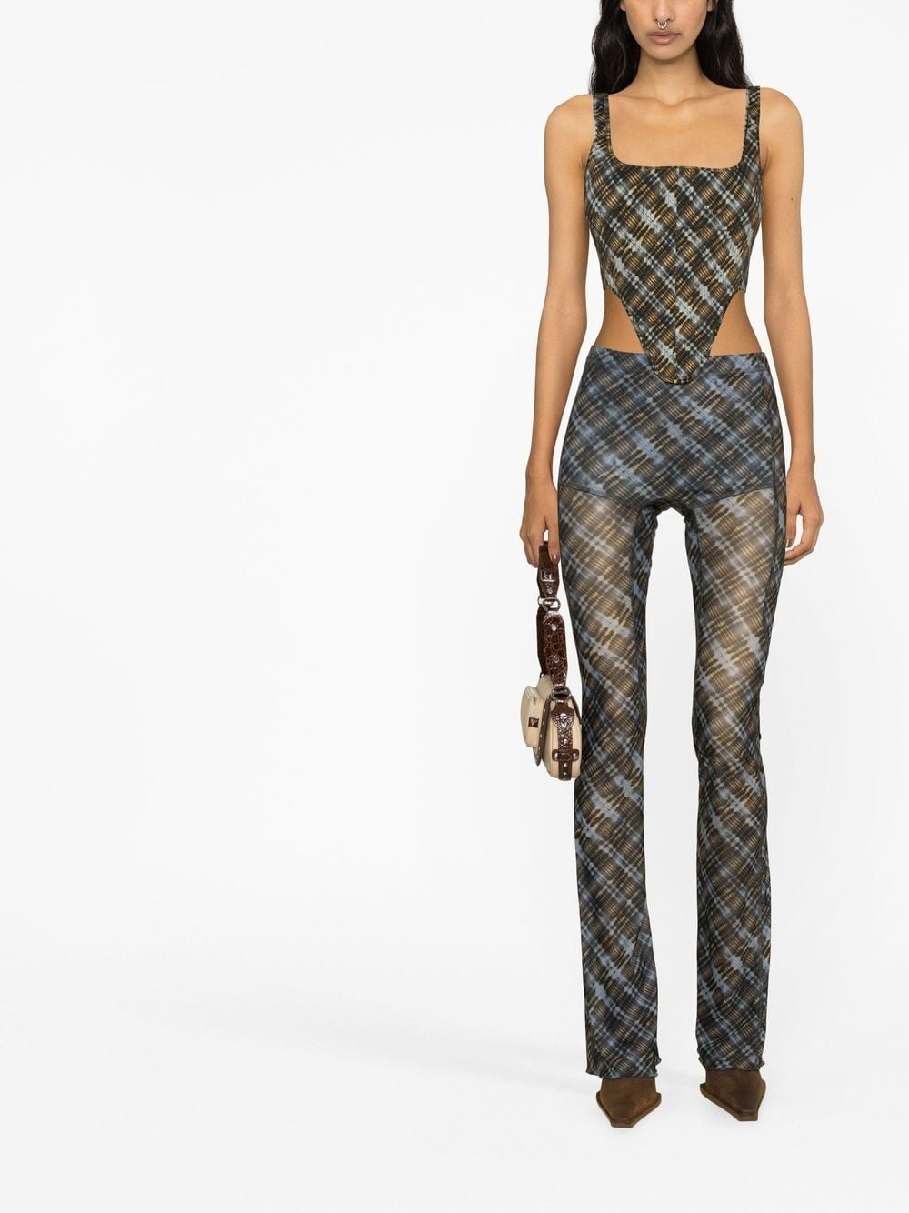 plaid check pattern trousers - 2