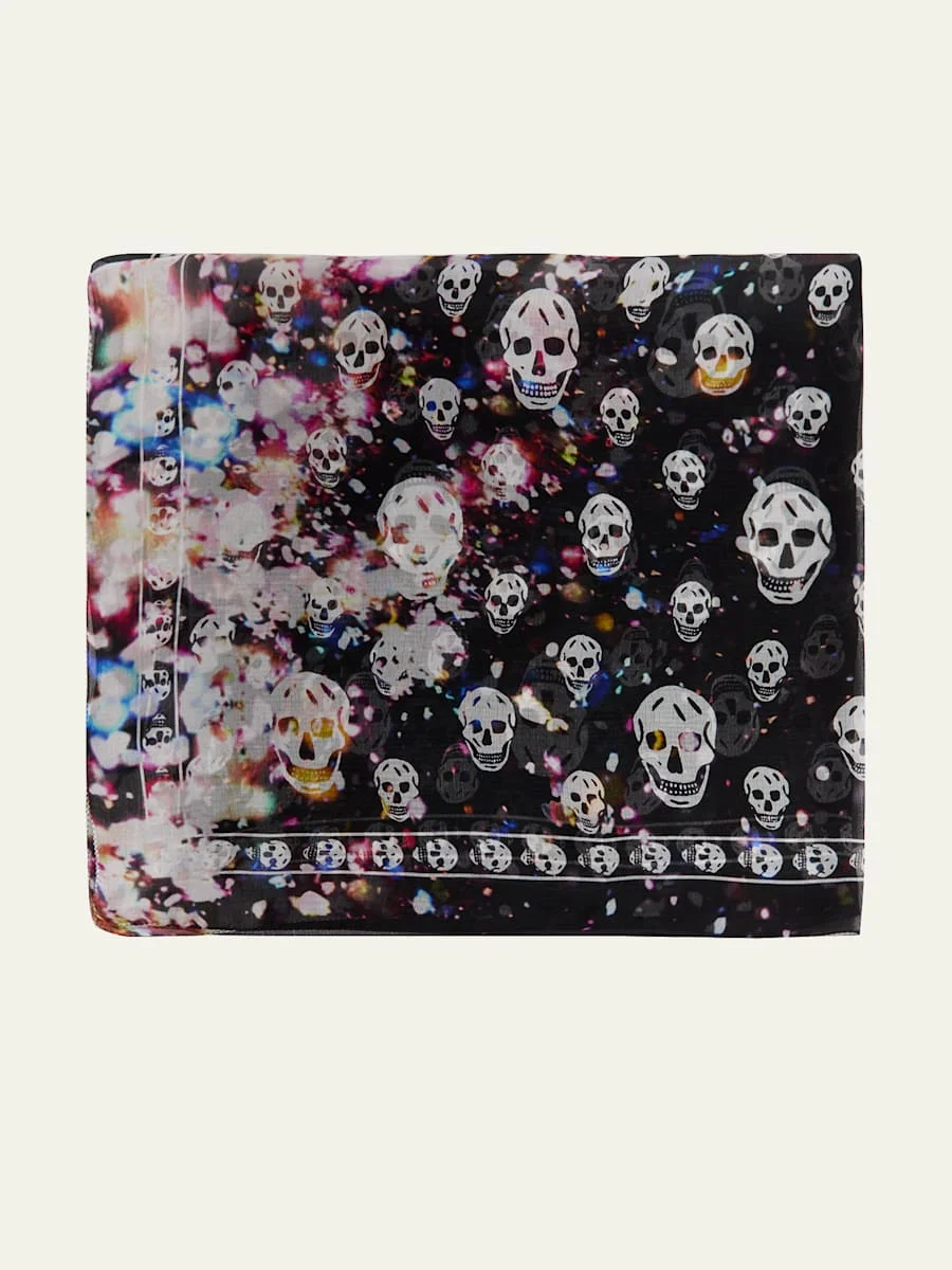 Men's Skull Confetti Silk Scarf - 1