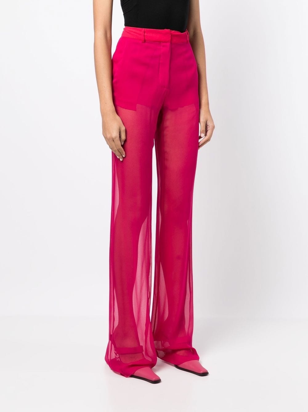 silk-georgette flared trousers - 3