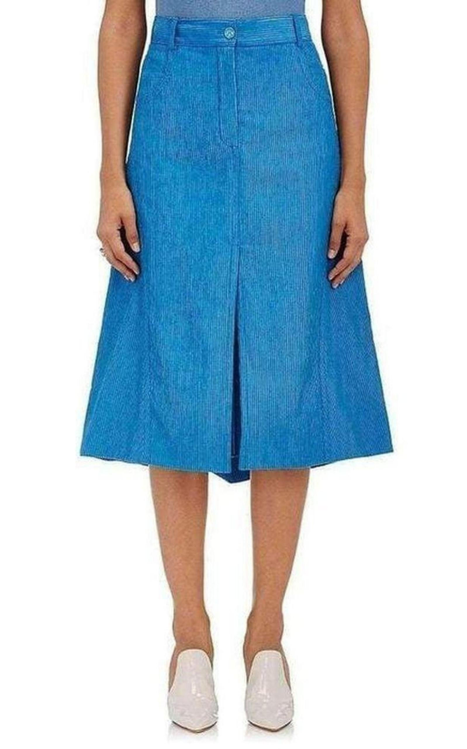 Cotton Blend Corduroy A-Line Skirt - 4