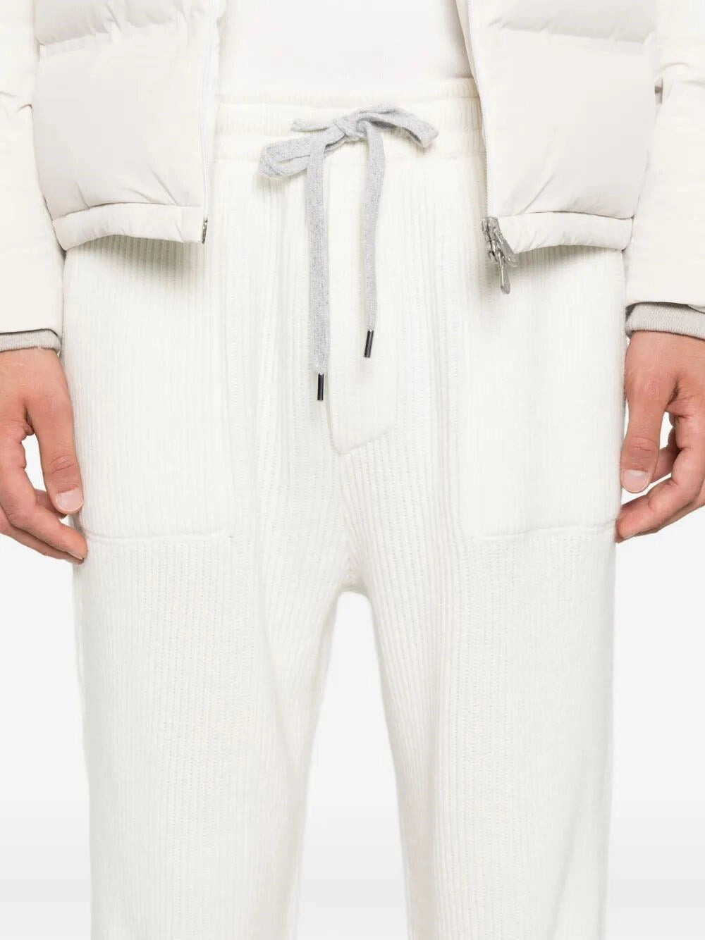 Brunello Cucinelli Men Cashmere English Rib Knit Track Pants - 4