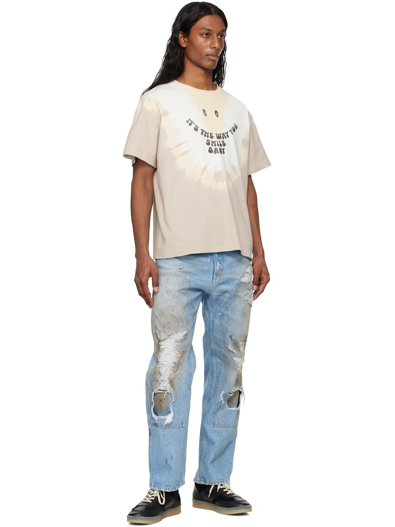 MM6 Maison Margiela Taupe & White Tie-Dyed T-shirt outlook