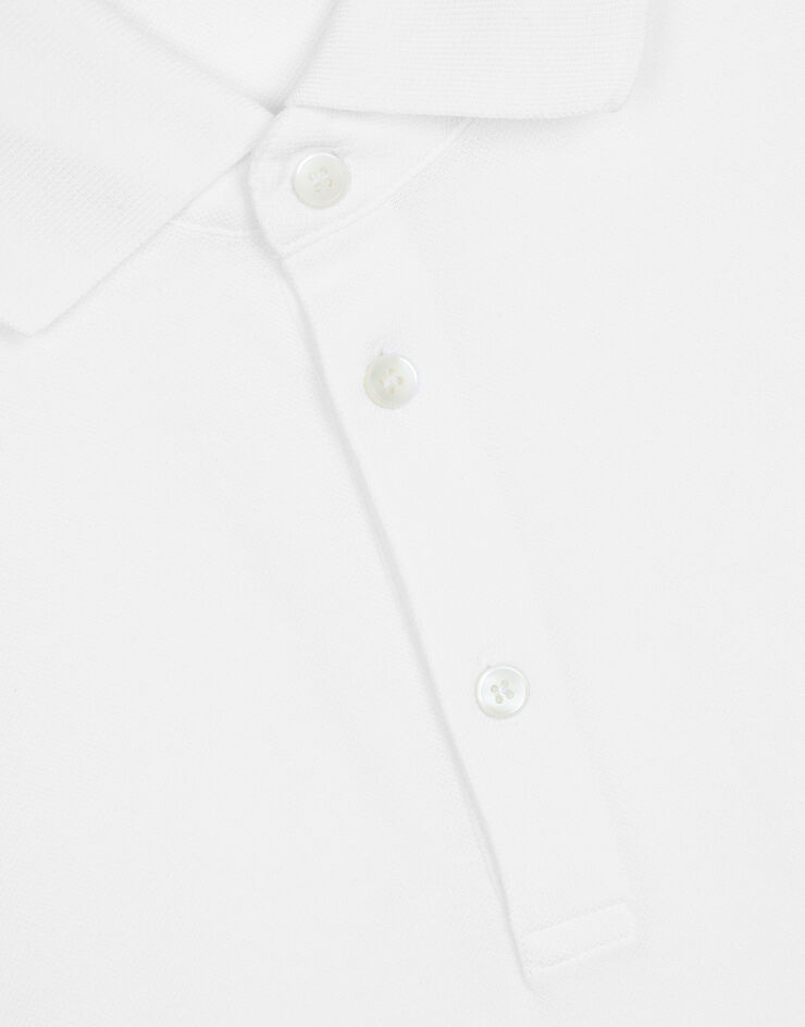 Cotton piqué polo-shirt with branded plate - 4