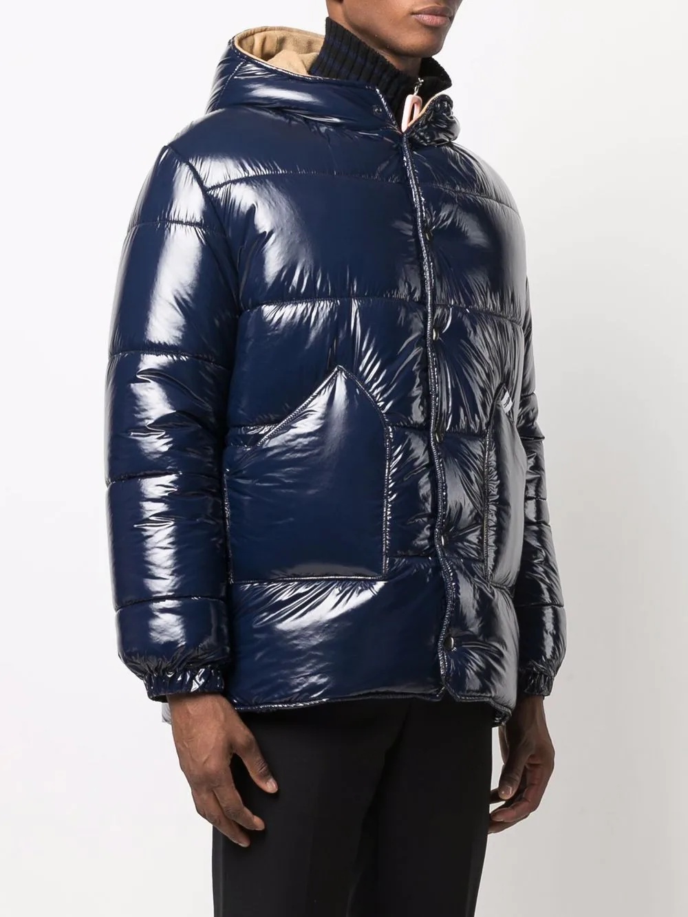 high-shine finish padded jacket - 3