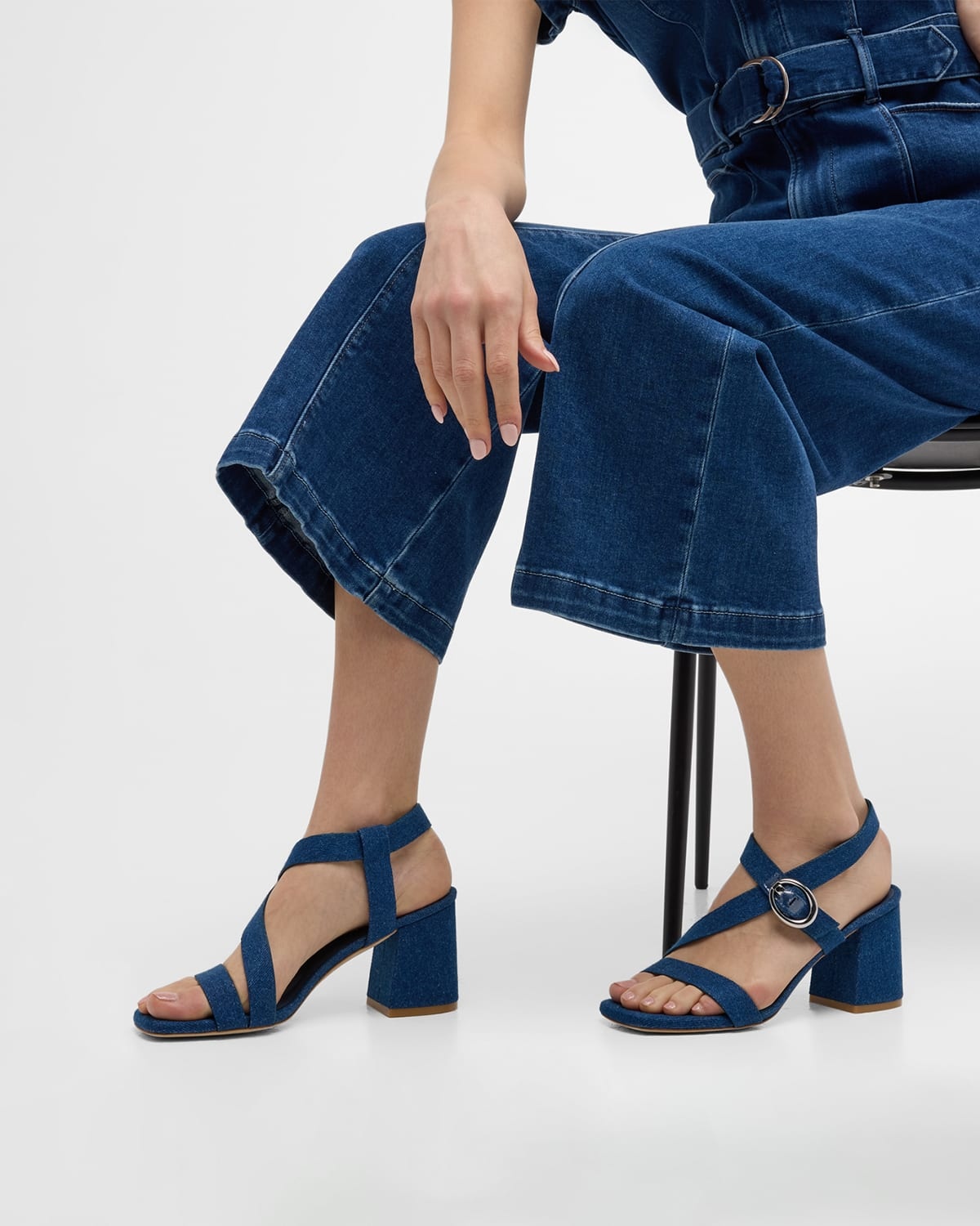 Benni Denim Block-Heel Sandals - 2