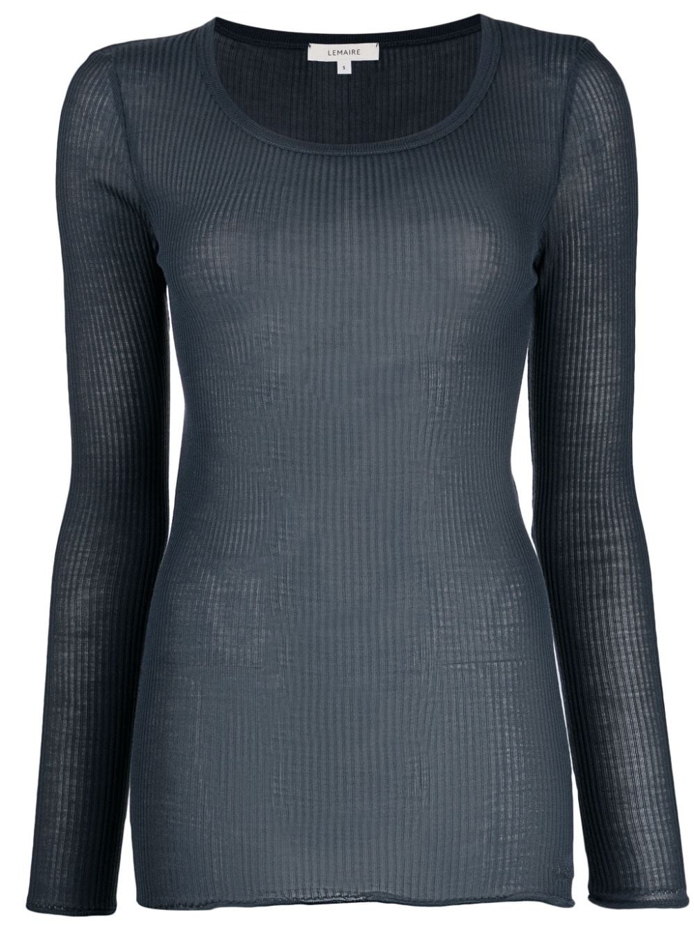 ribbed-knit long-sleeved silk top - 1