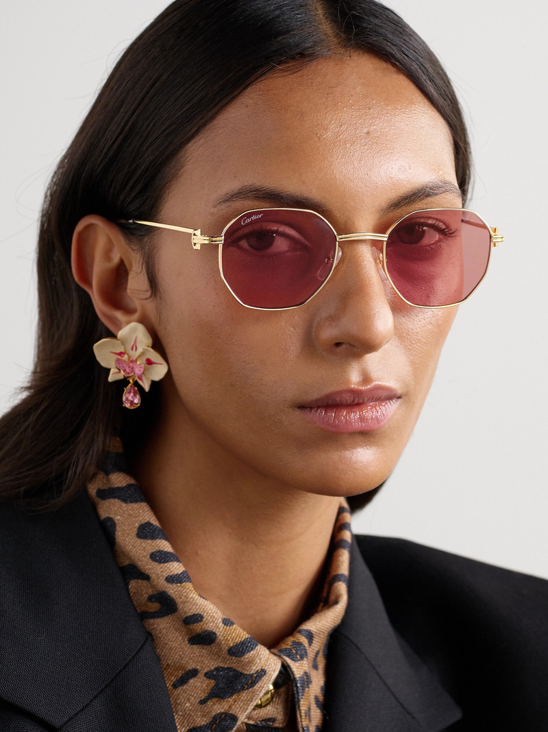 Cartier Hexagon-frame Gold-tone Sunglasses outlook