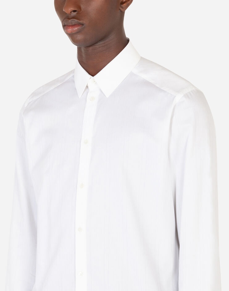 Cotton jacquard Martini-fit shirt with DG logo - 4