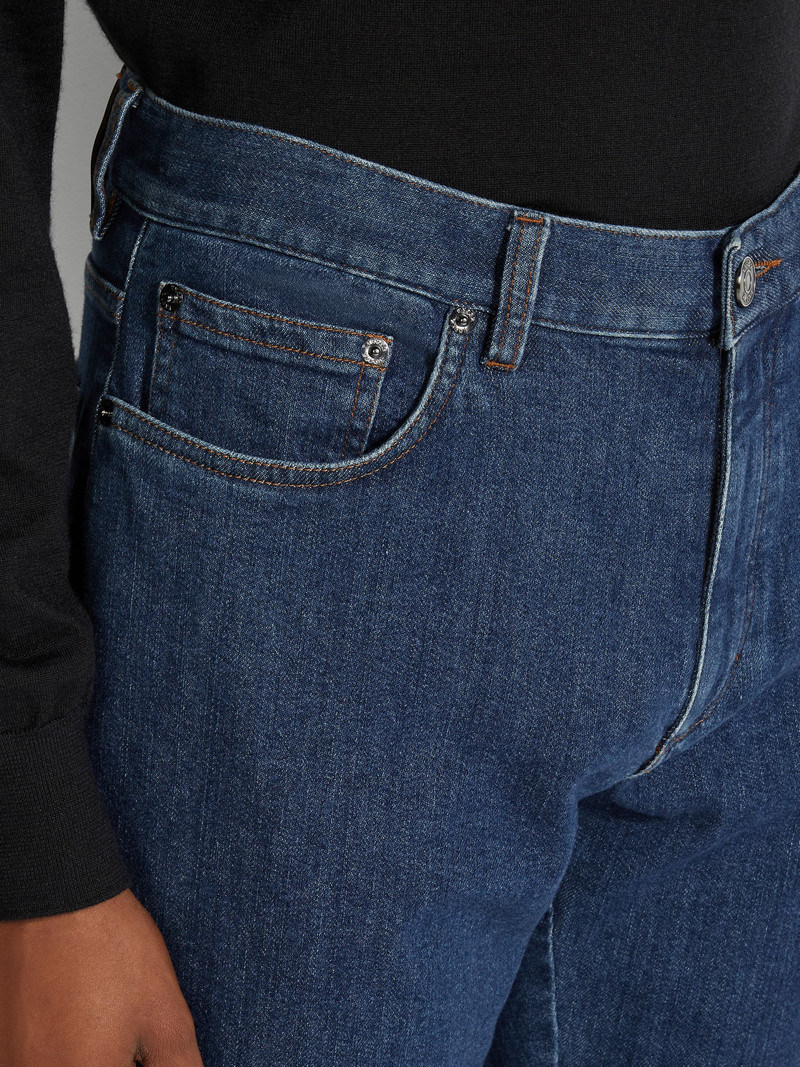 ZEGNA BLUE STONE-WASHED STRETCH COTTON ROCCIA JEANS outlook