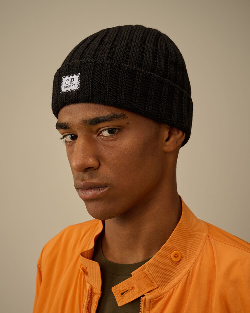 C.P. Company Extrafine Merino Wool Logo Beanie outlook