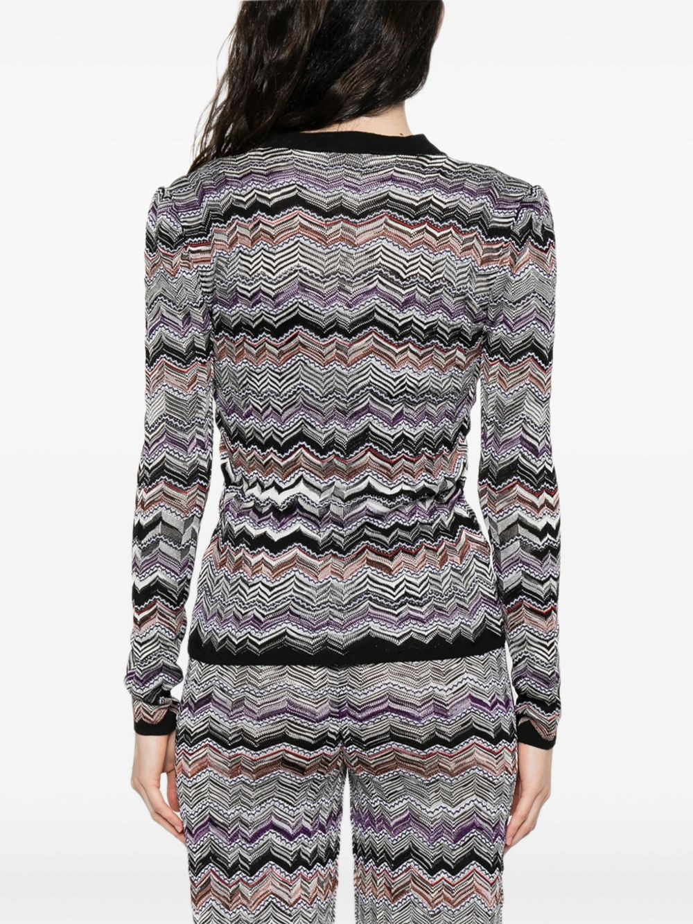 chevron-knit cardigan - 4
