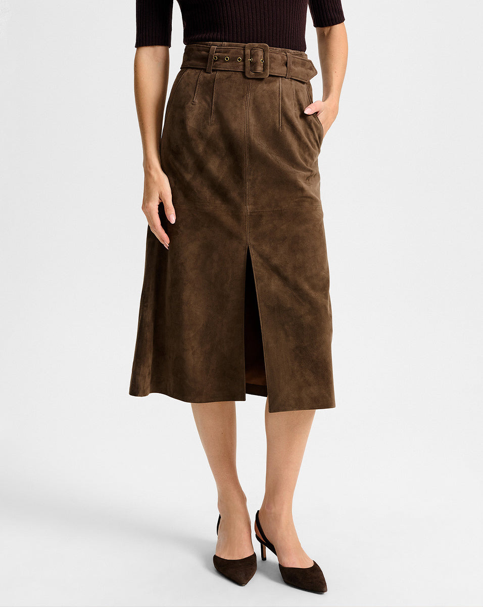 ALEXIE SUEDE MIDI SKIRT - 3