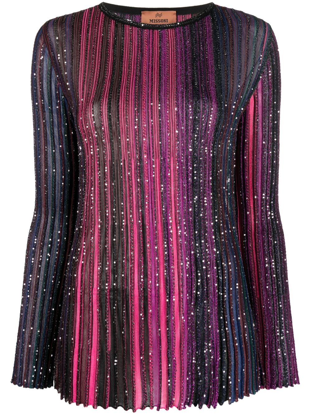 sequin-embellished striped jumper - 1