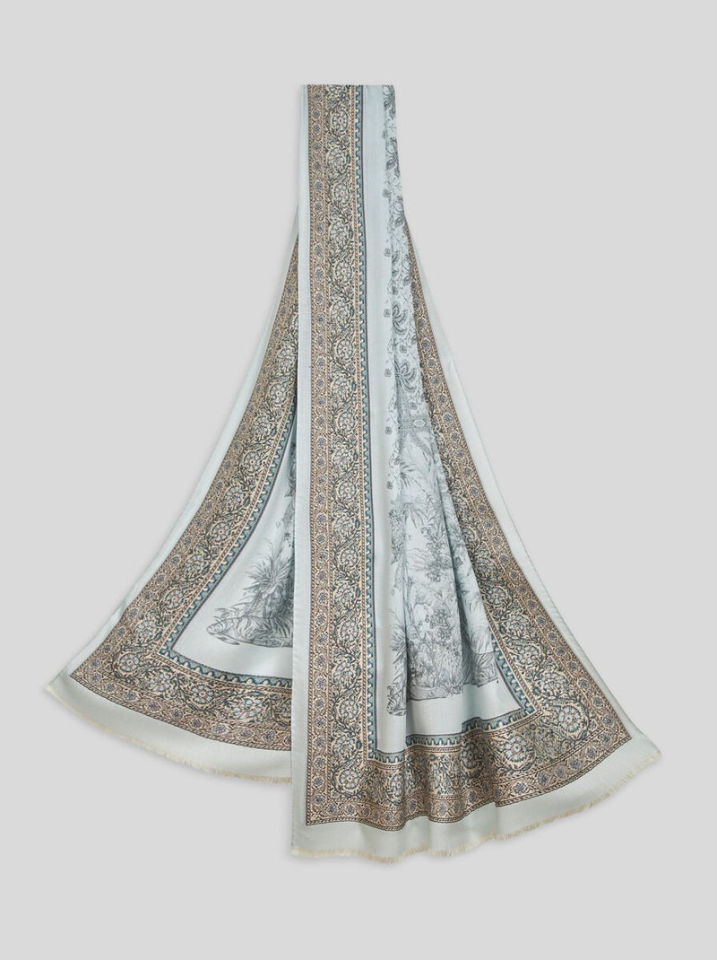 PRINTED SILK AND WOOL SCARF 1