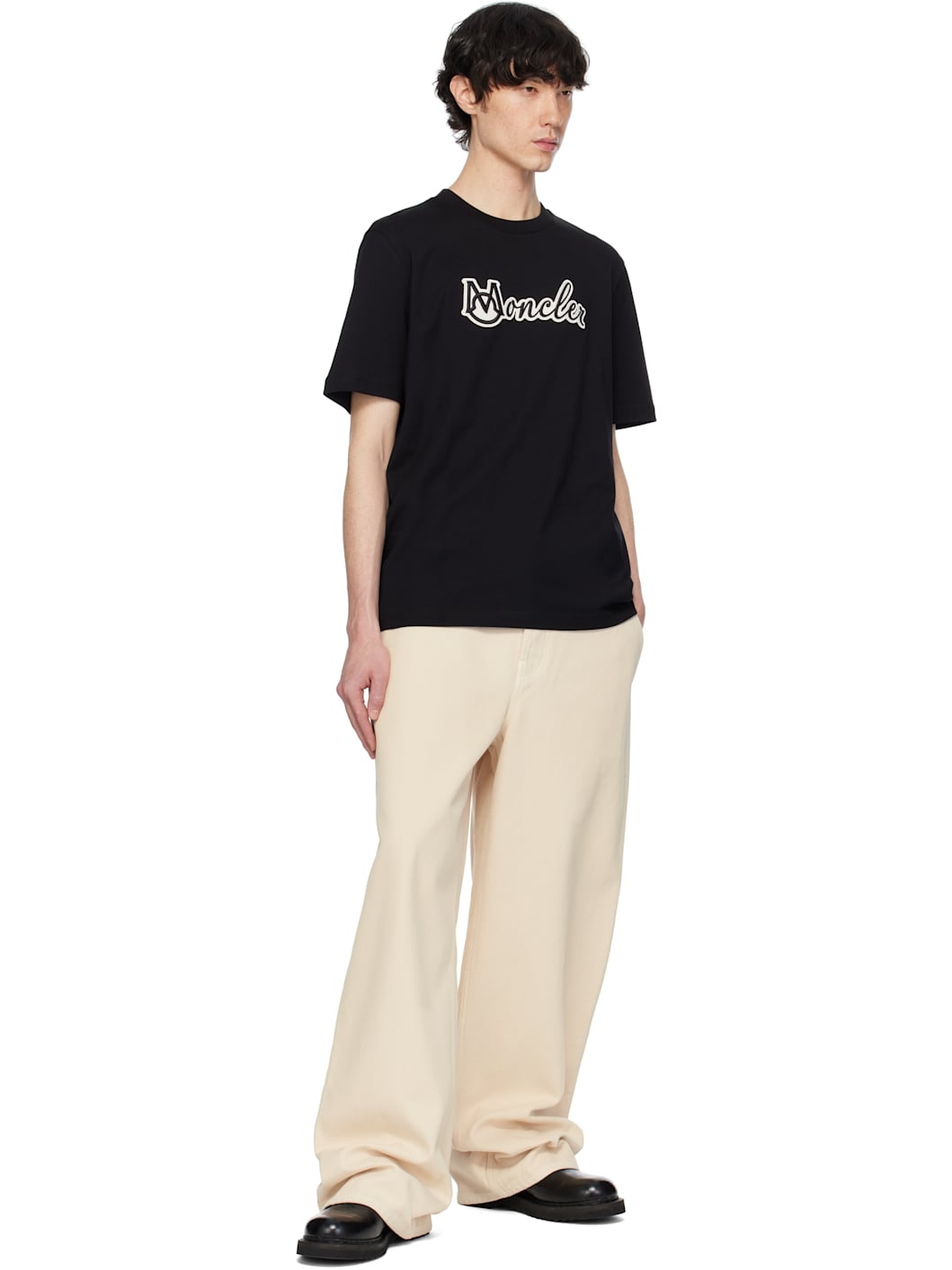 Black Embroidered Varsity Logo Cotton T-shirt - 5