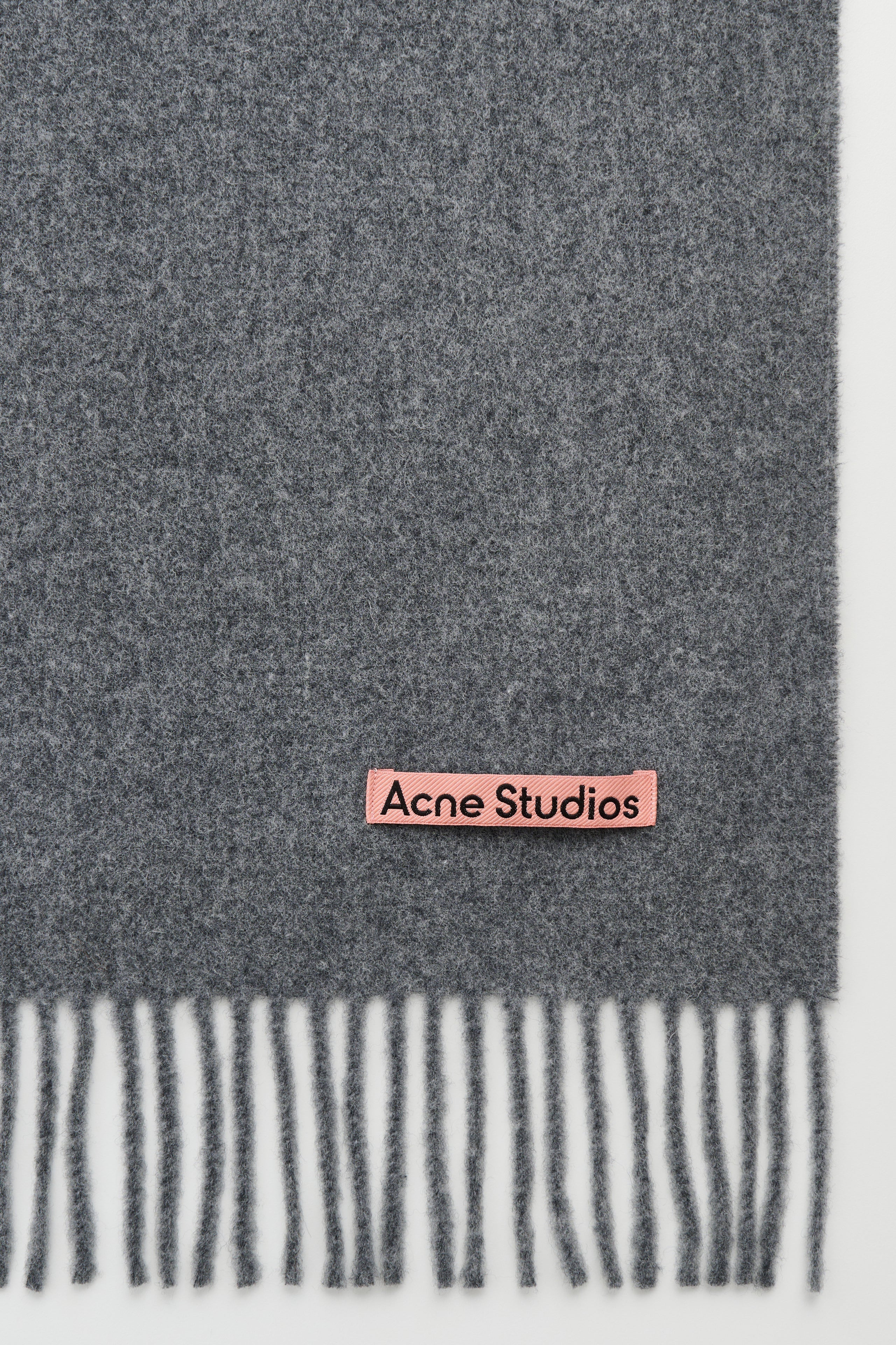 ACNE STUDIOS FRINGE WOOL SCARF NARROW GREY MELANGE - 3