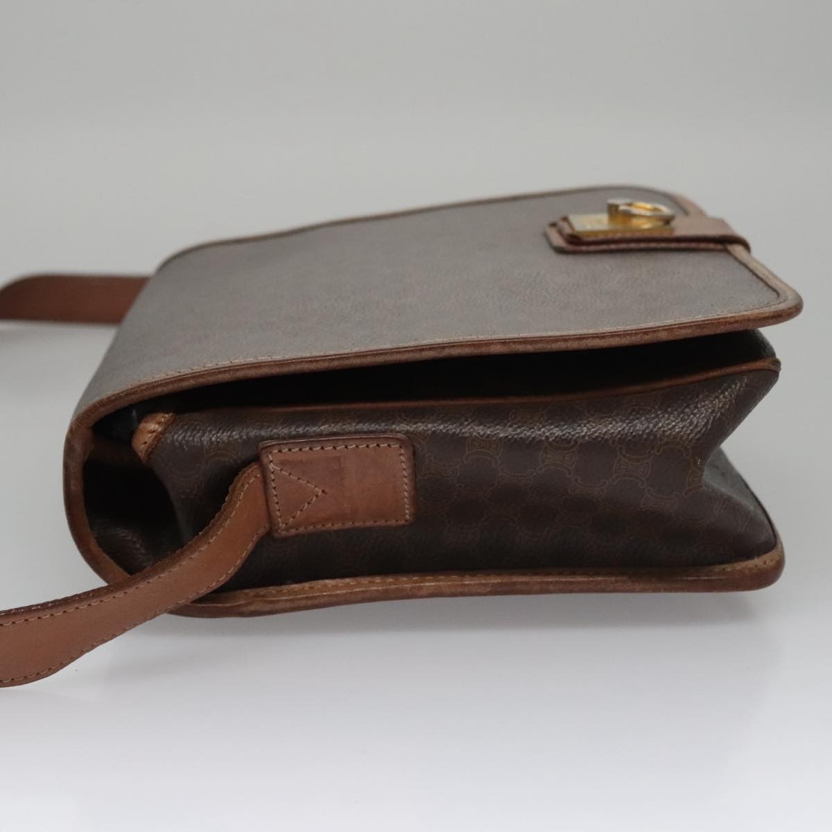CELINE Macadam Canvas Shoulder Bag Pvc Leather Brown Gold - 5