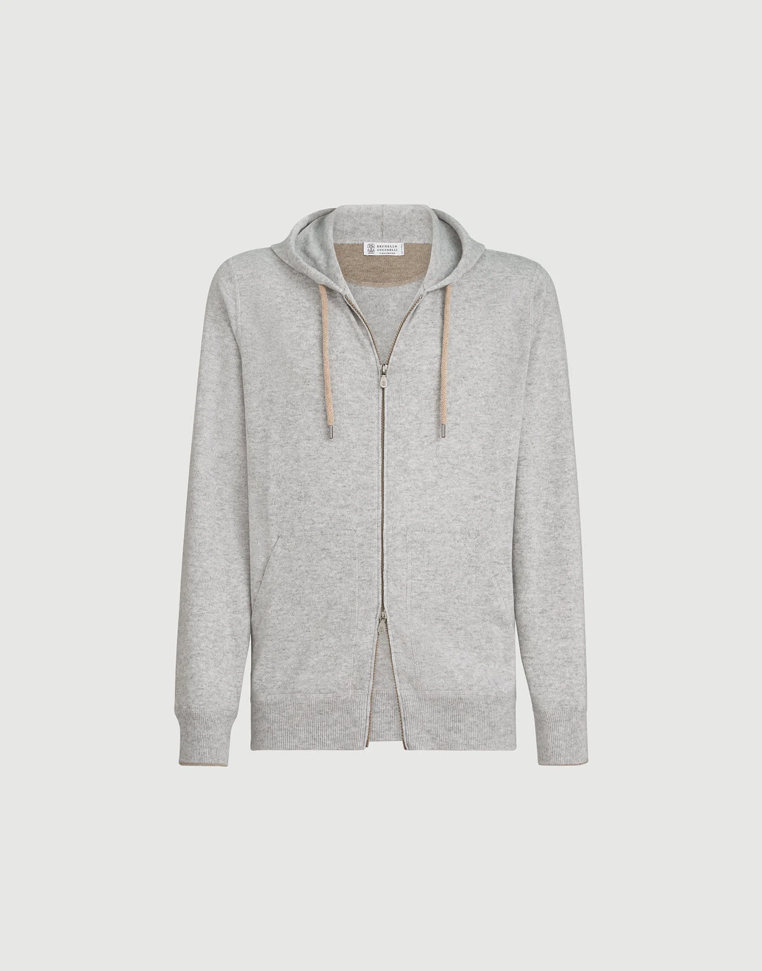 Cashmere sweatshirt-style cardigan with hood - 1