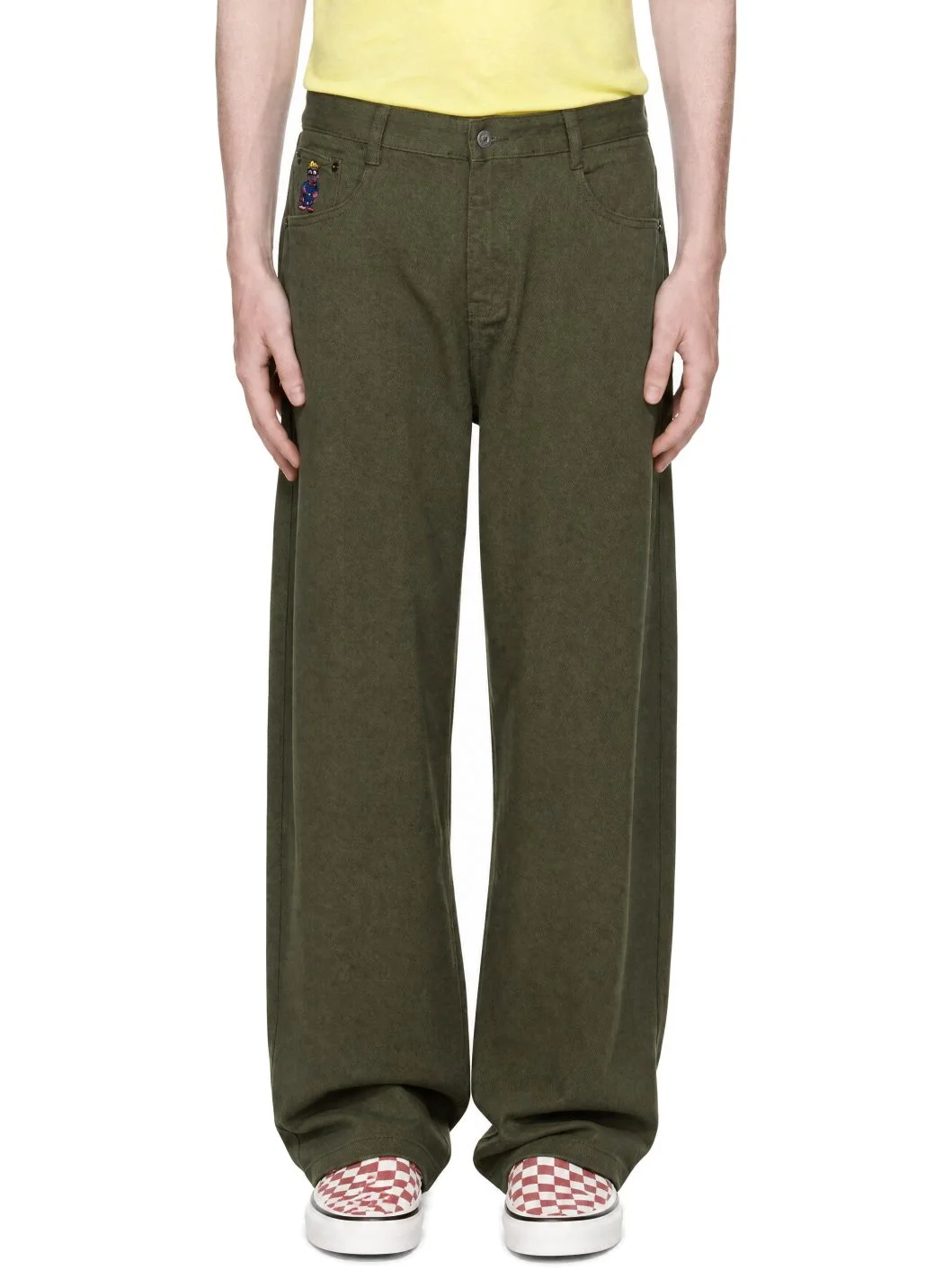 Khaki Dove Printed Barrel Jeans - 1