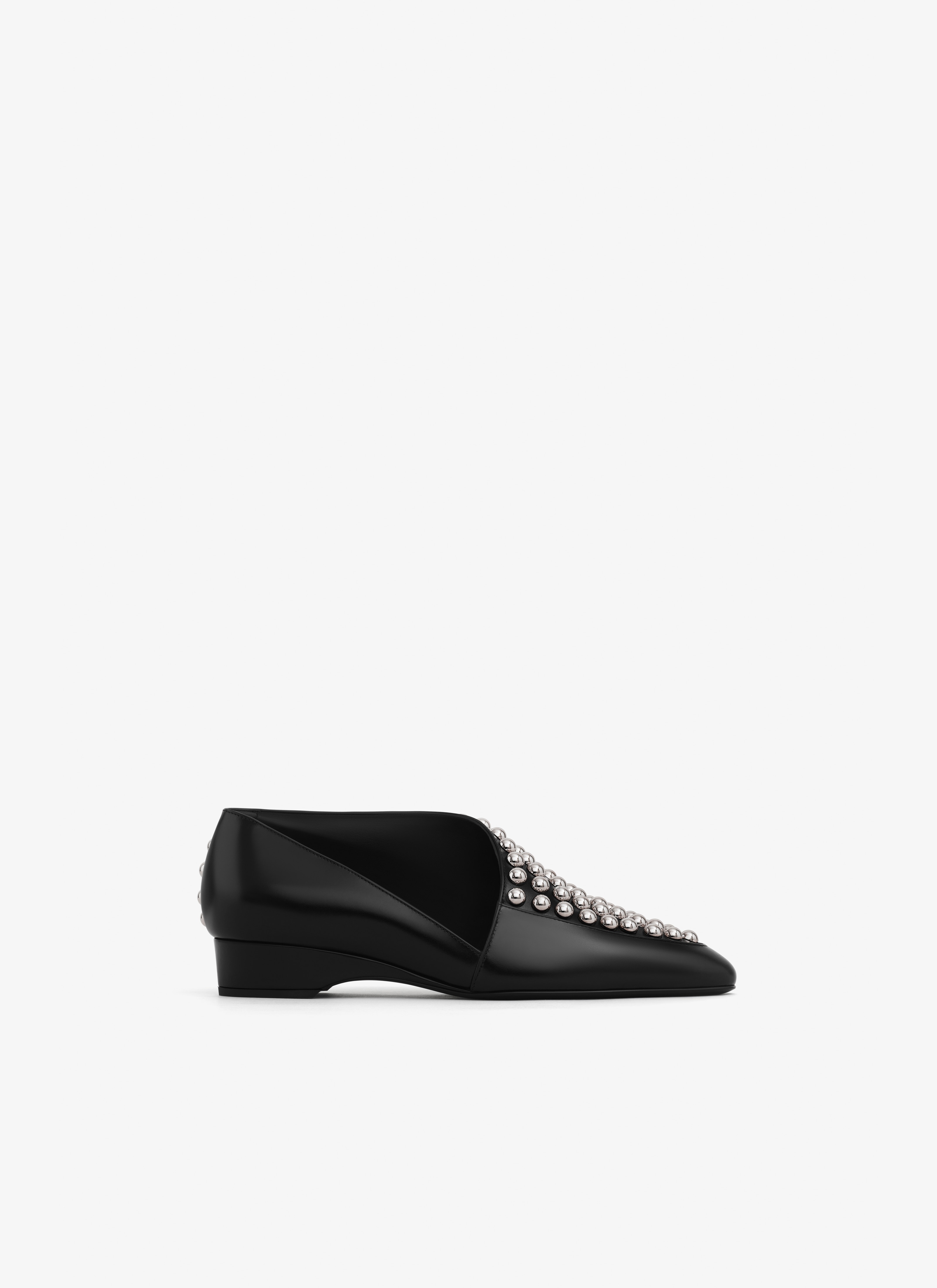 ASYMETRIC LOAFERS IN GLOSSY CALFSKIN WITH STUDS - 1